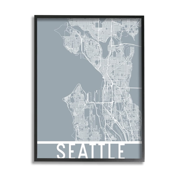 Stupell Industries Seattle City Street Map Geometric Transportation Grid Washington, 16 x 20, Design by Daphne Polselli