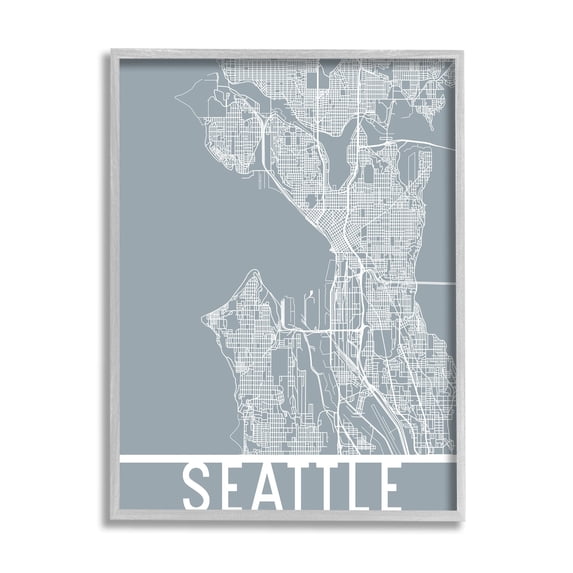 Stupell Industries Seattle City Street Map Geometric Transportation Grid Washington, 24 x 30, Design by Daphne Polselli