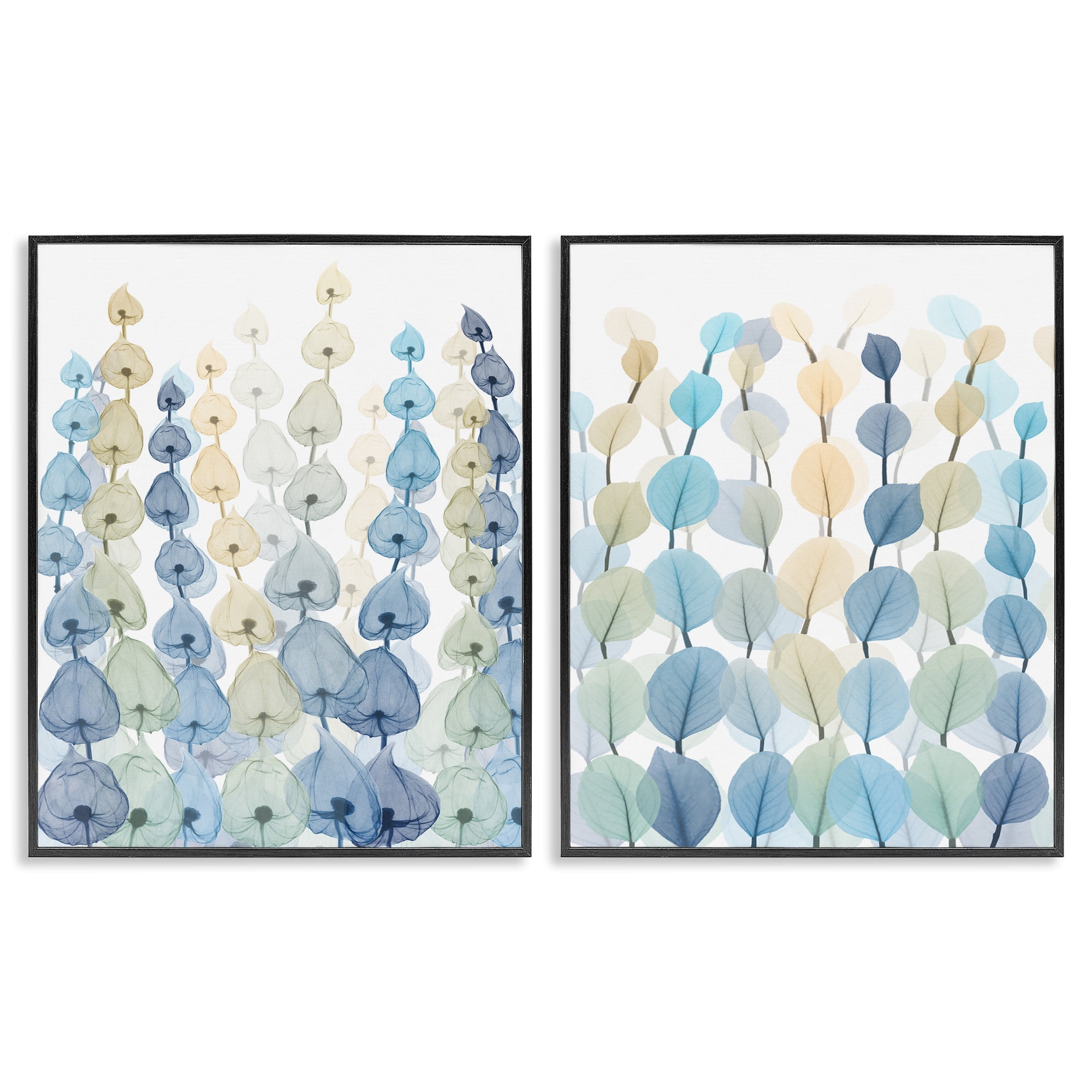 Stupell Industries Seaweed & Ocean Plants Pattern Abstract Painting Black Framed Art Print Wall Art, 24 x 30, Set of 2