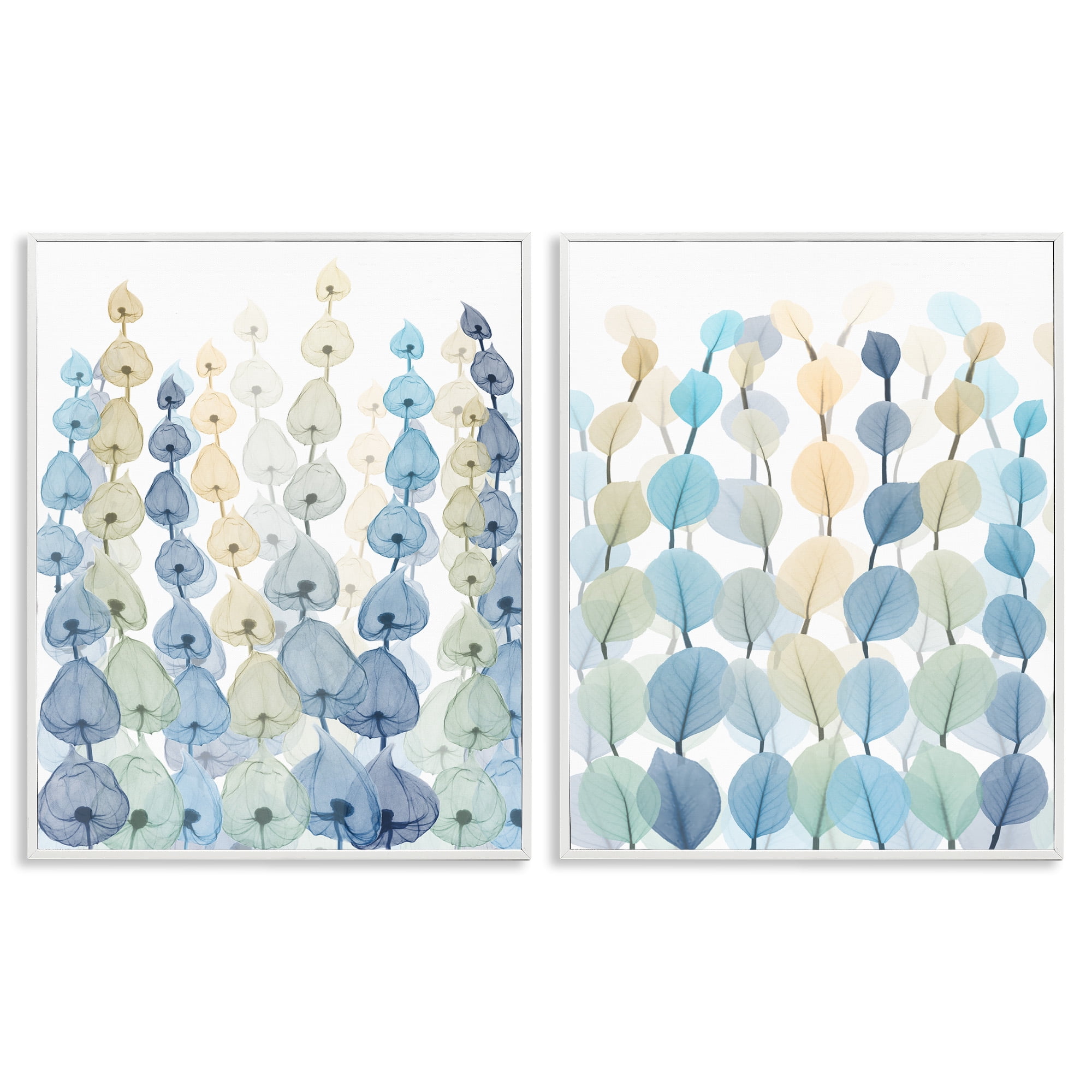 Stupell Industries Seaweed & Ocean Plants Pattern Abstract Painting White Framed Art Print Wall Art, 11 x 14, Set of 2