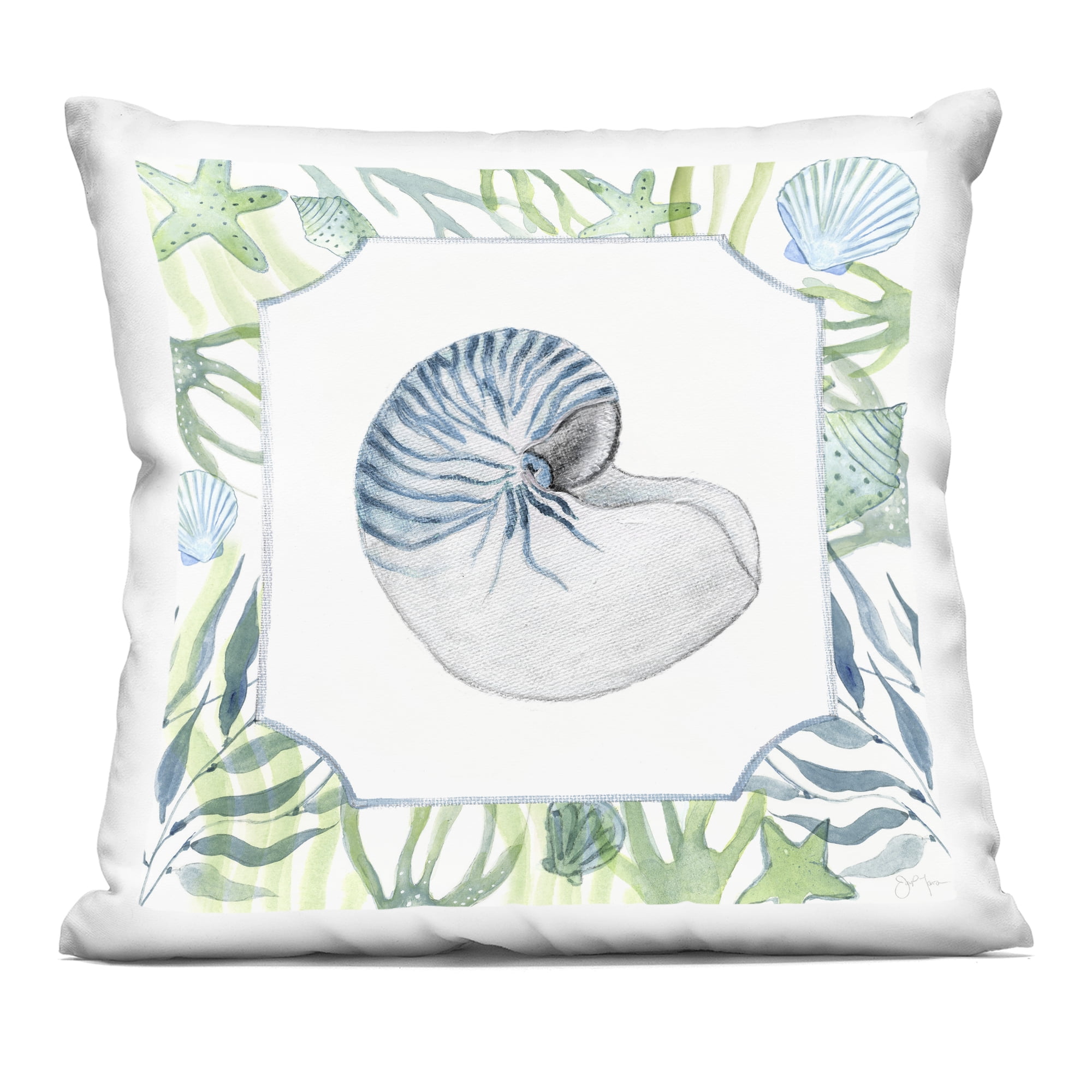 Stupell Industries Seaweed & Seashells Aquatic Decorative Printed Throw Pillow, design by Janet Tava, 18 x 7 x 18