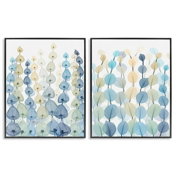 Stupell Industries Seaweeds And Ocean Plants Blue Green Pattern Designs Framed Wall Art by Albert Koetsier, 2 Piece, 16" x 20", Black Framed