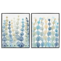 Stupell Industries Seaweeds And Ocean Plants Blue Green Pattern Designs Graphic Art Black Framed Art Print Wall Art Set of 2, 11x14, by Albert Koetsier