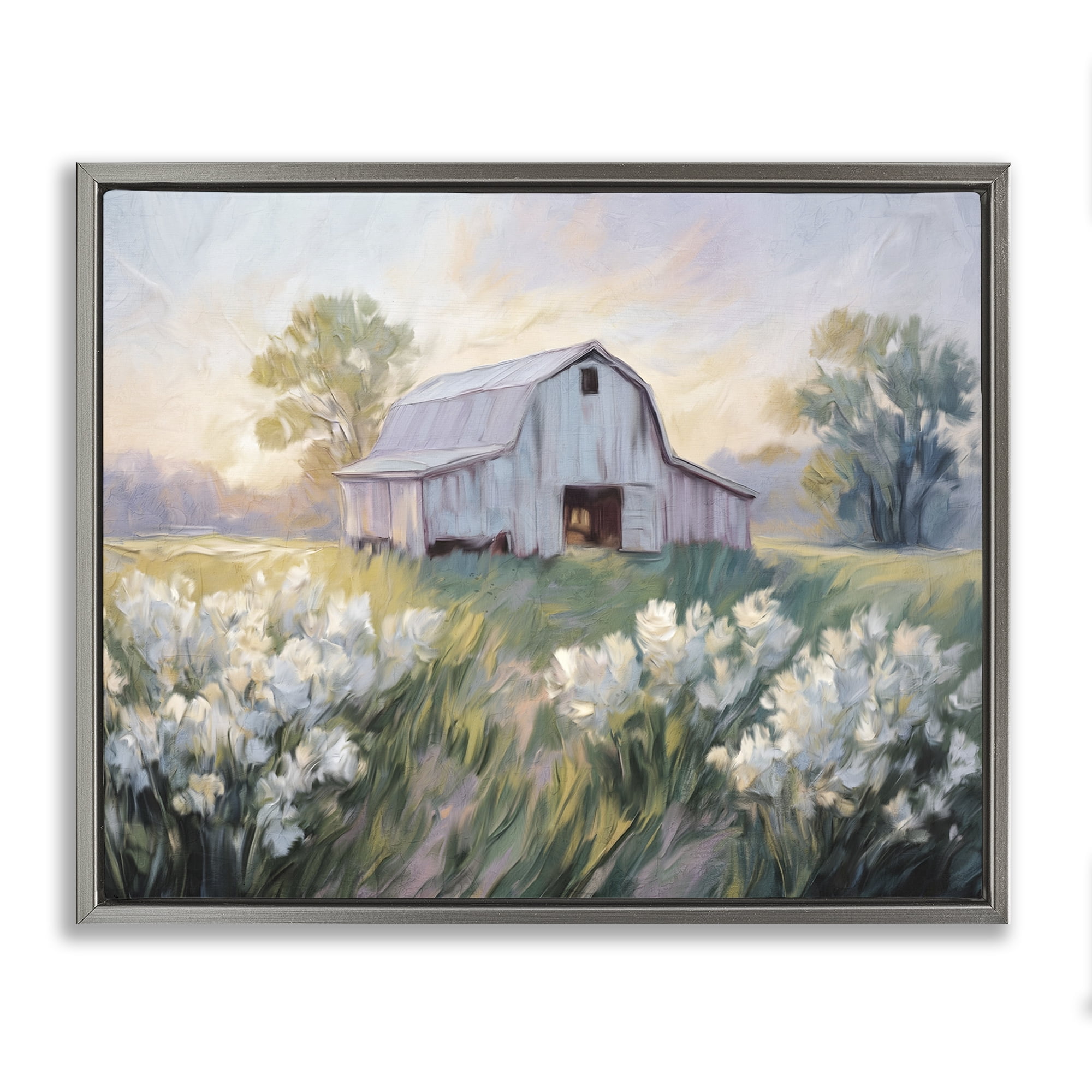 Stupell Industries Secluded Barn Landscape Gray Framed Floater Canvas Wall Art, design by Kim Allen