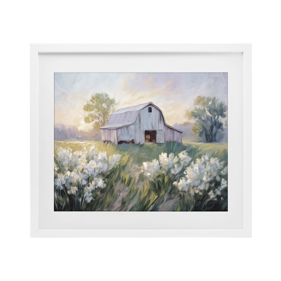Stupell Industries Transitional Secluded Barn Landscape White Framed Print Under Glass, 21 x 17, by Kim Allen