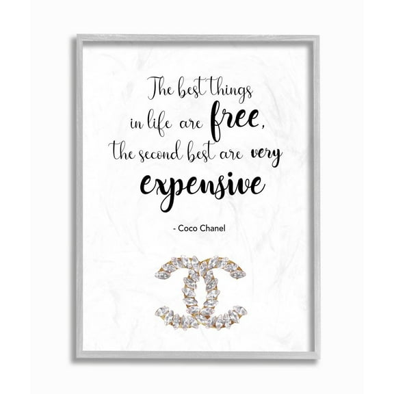 Stupell Industries Second Best Things In Life Quote Fashion Brand Glam Text Beauty & Fashion Painting Gray Framed Art Print Wall Art, 11 x 14