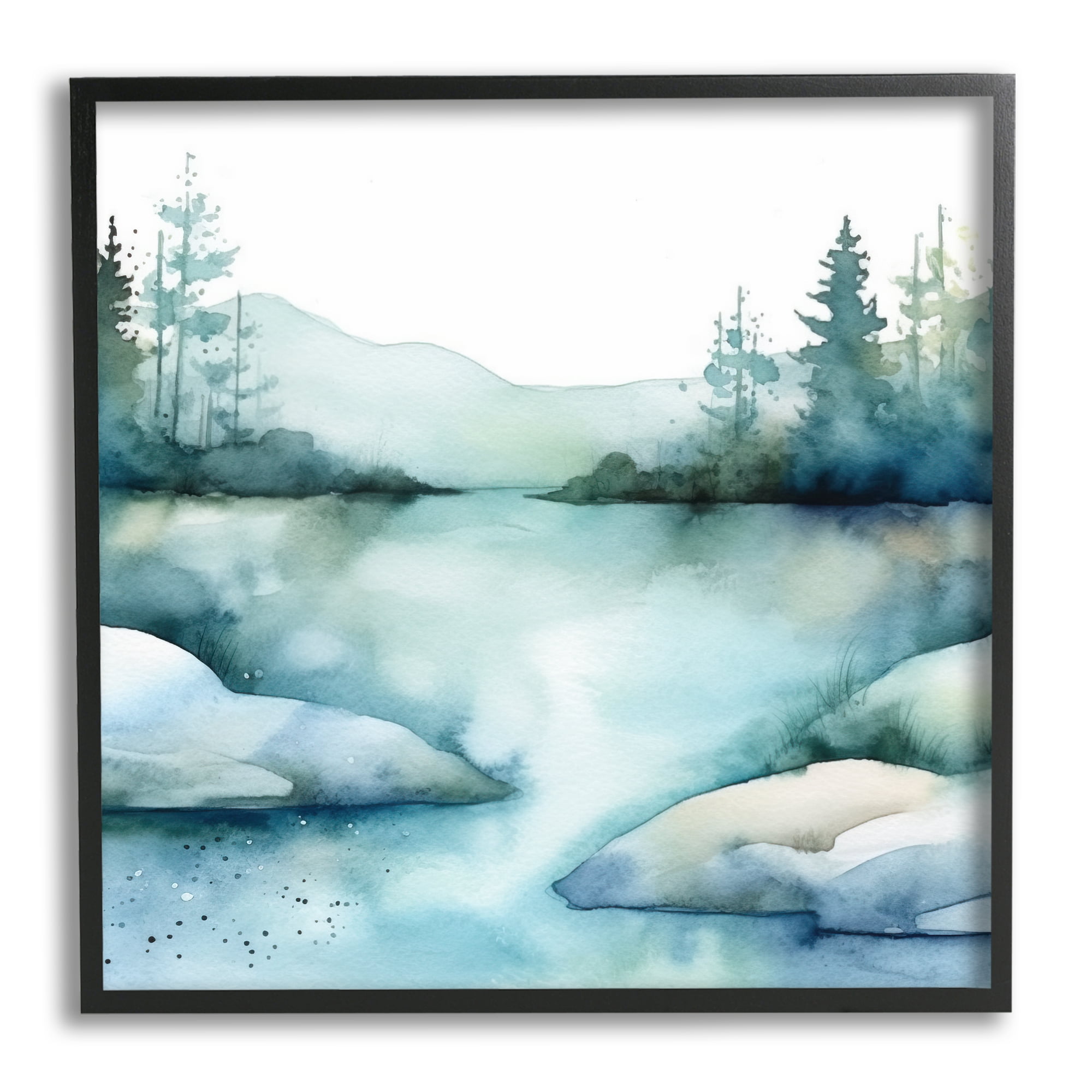 Stupell Industries Secret Embrace Landscape Landscape Painting Black Framed Art Print Wall Art, 17 x 17