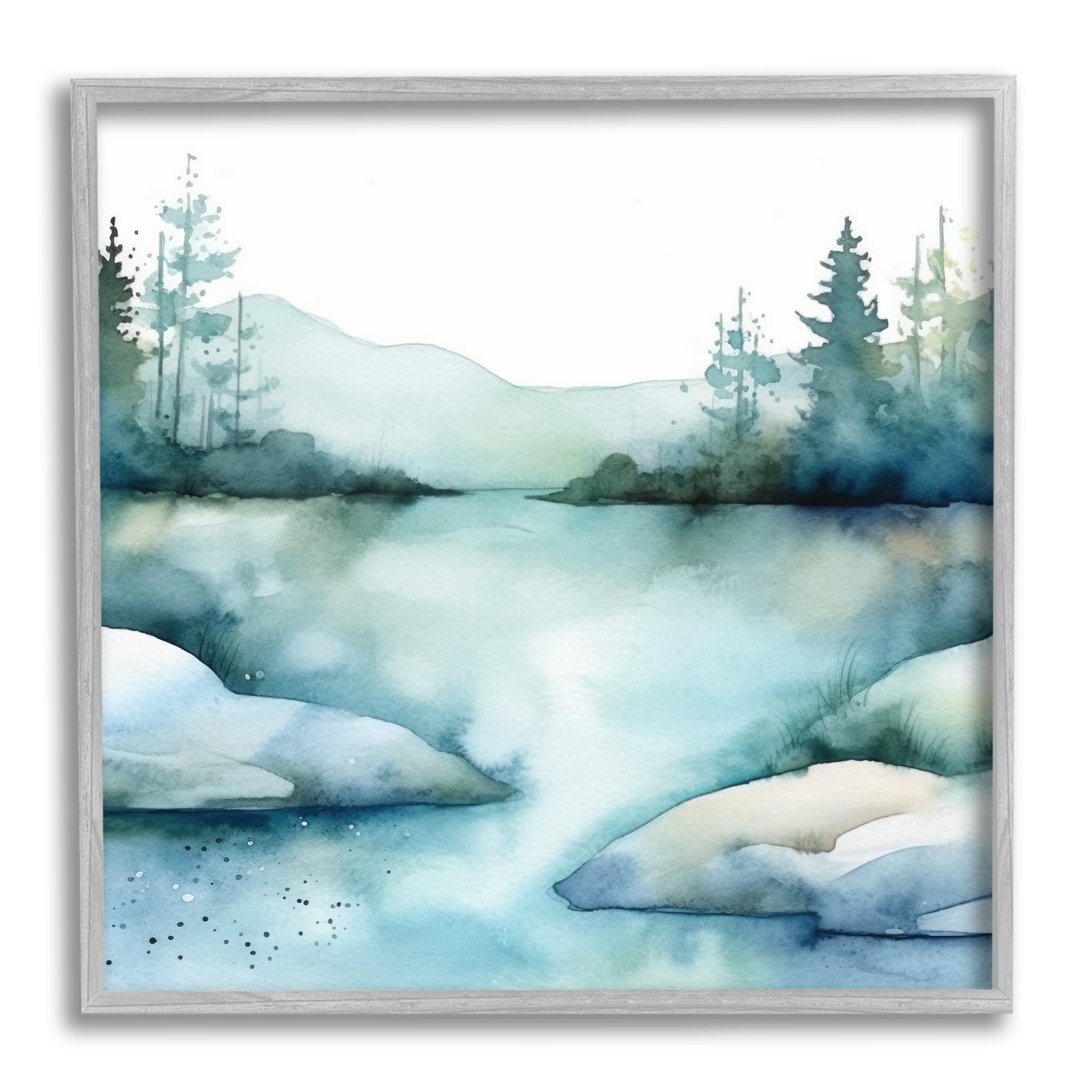 Stupell Industries Secret Embrace Landscape Landscape Painting Gray Framed Art Print Wall Art, 17 x 17