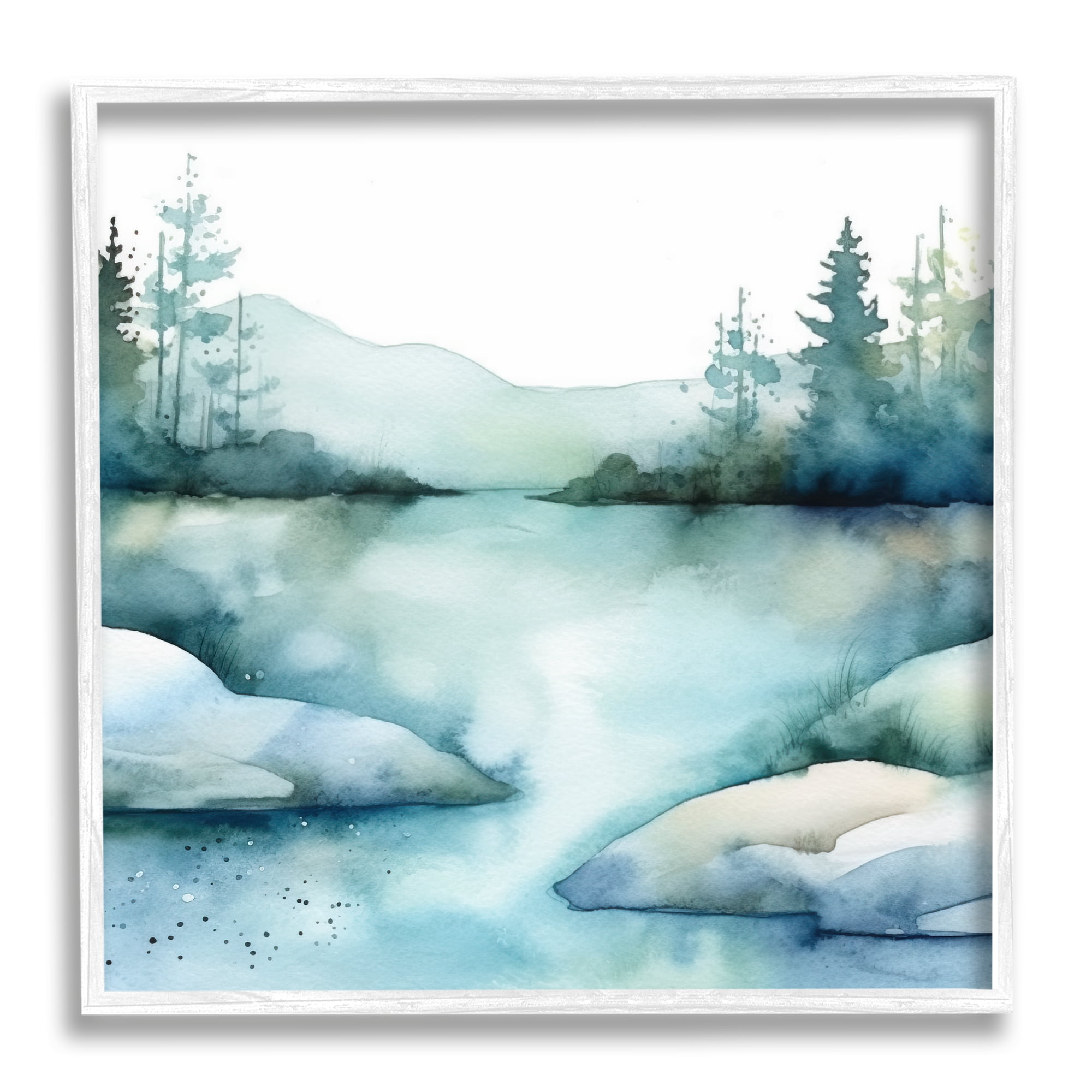Stupell Industries Secret Embrace Landscape Landscape Painting White Framed Art Print Wall Art, 17 x 17
