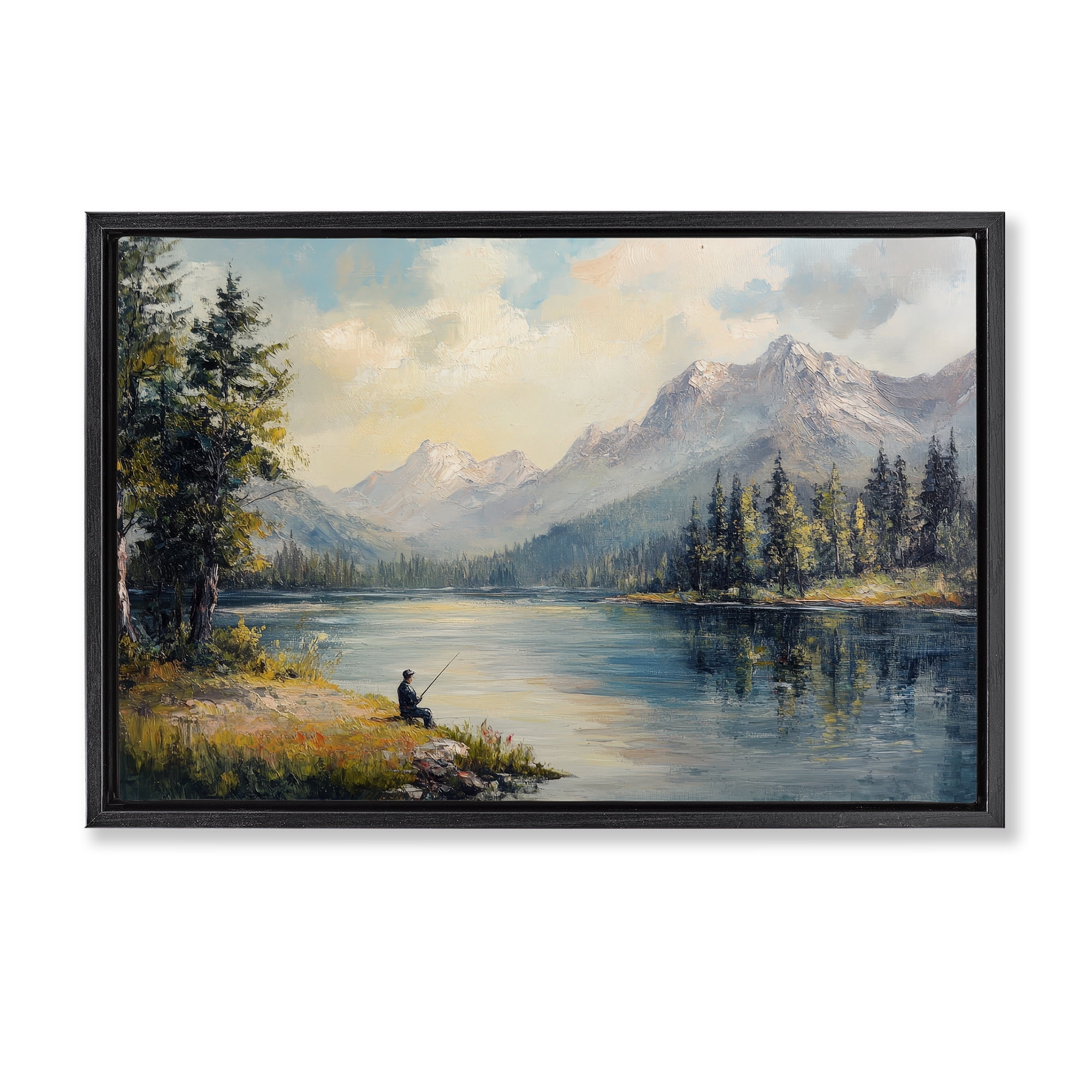 Stupell Industries Secret Fishing Spot Black Framed Floater Canvas Wall Art, design by Petal Prints Design