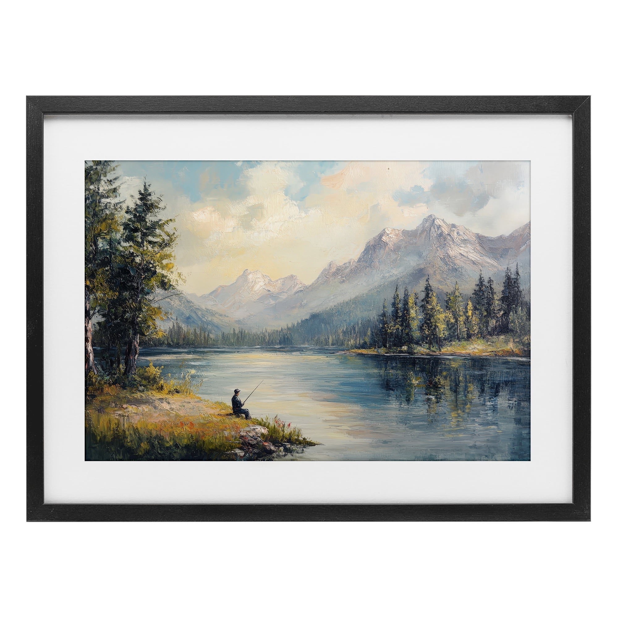 Stupell Industries Secret Fishing Spot Black Framed Print Under Glass, design by Petal Prints Design