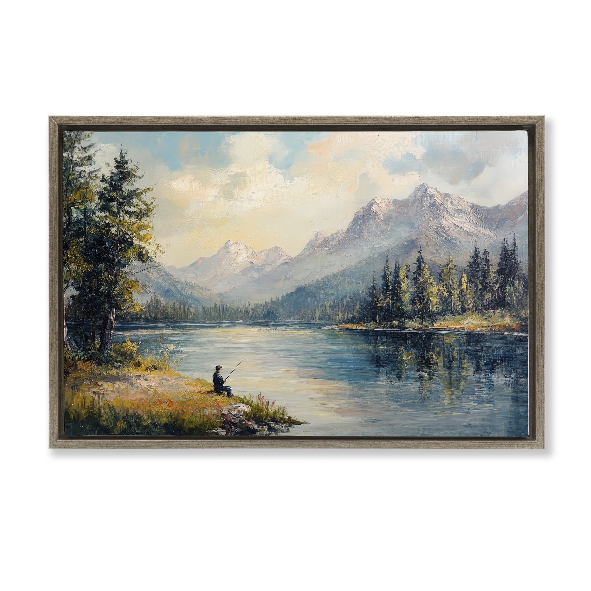 Stupell Industries Secret Fishing Spot Brown Framed Floater Canvas Wall Art, design by Petal Prints Design