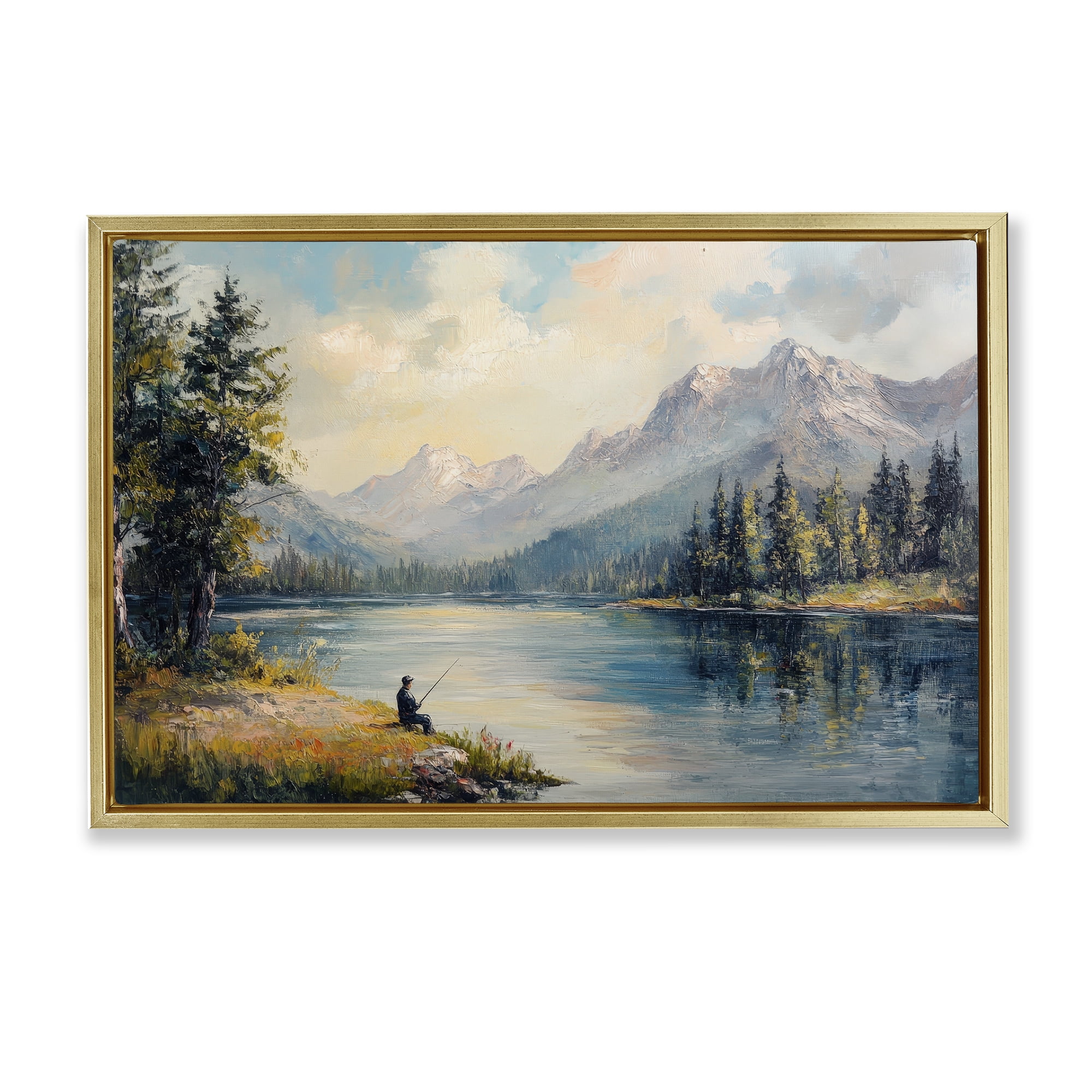 Stupell Industries Secret Fishing Spot Gold Framed Floater Canvas Wall Art, design by Petal Prints Design