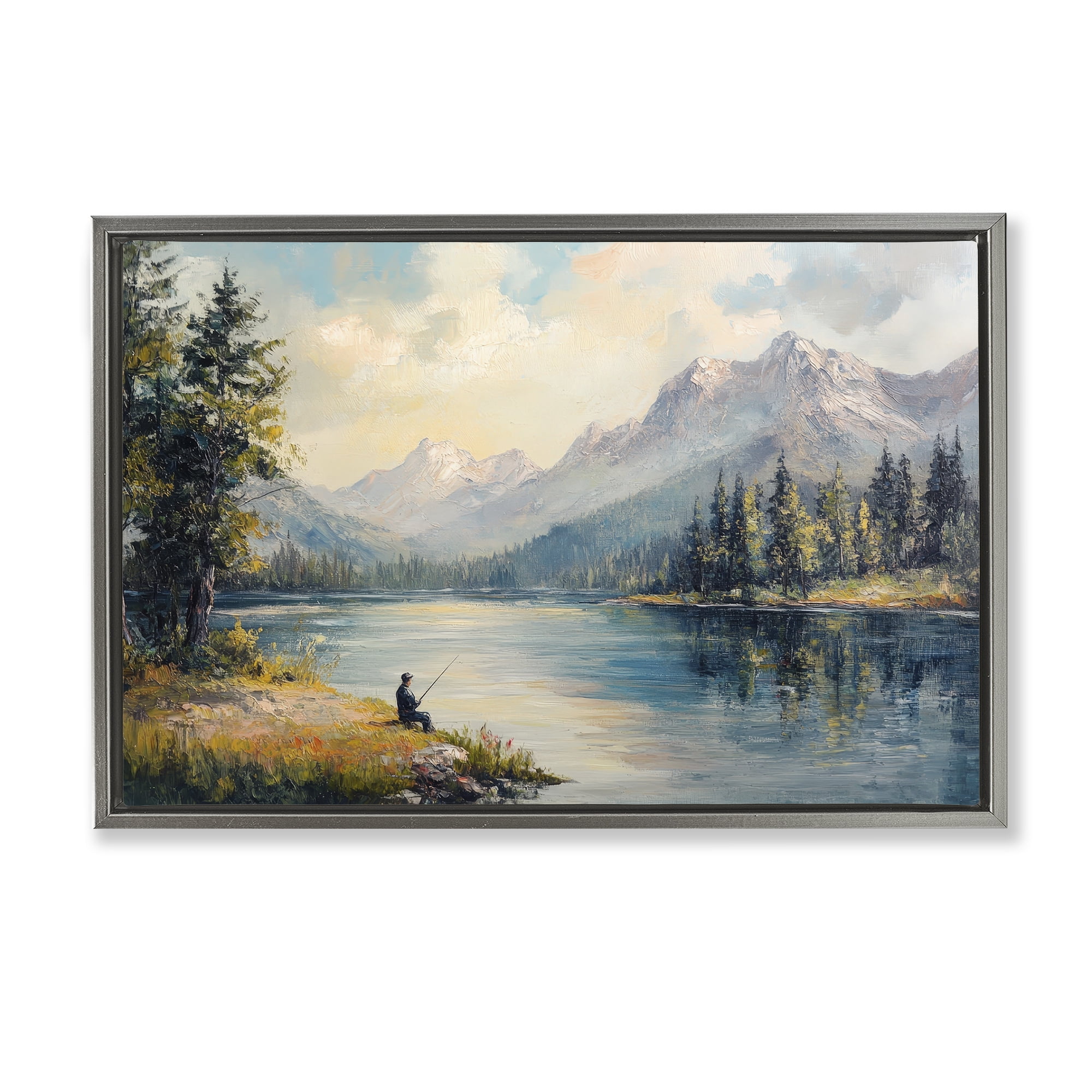 Stupell Industries Secret Fishing Spot Gray Framed Floater Canvas Wall Art, design by Petal Prints Design