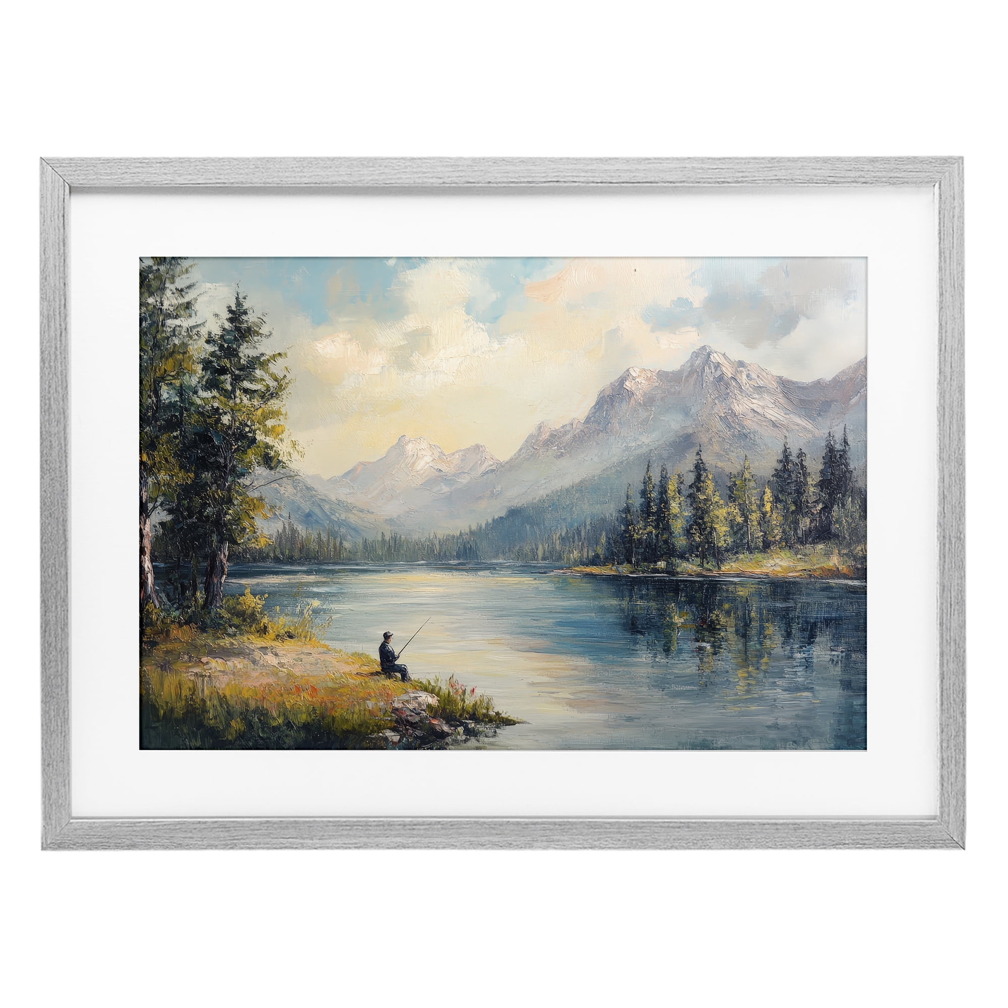 Stupell Industries Secret Fishing Spot Gray Framed Print Under Glass, design by Petal Prints Design