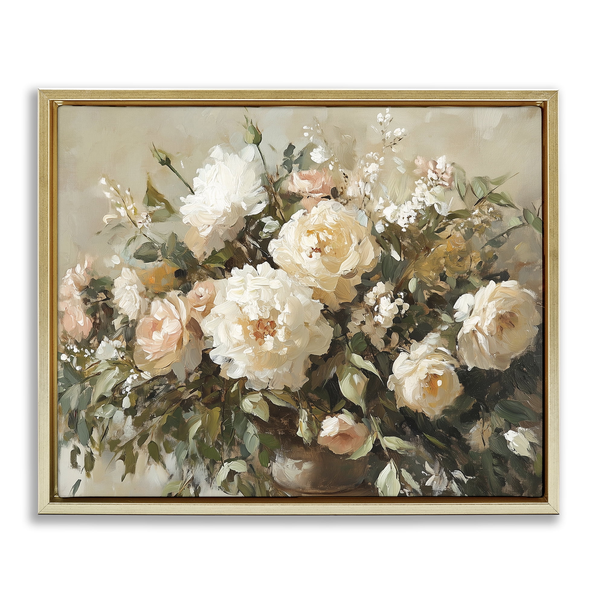 Stupell Industries Secret Garden Arrangement Gold Framed Floater Canvas Wall Art, design by Heidi Kuntz