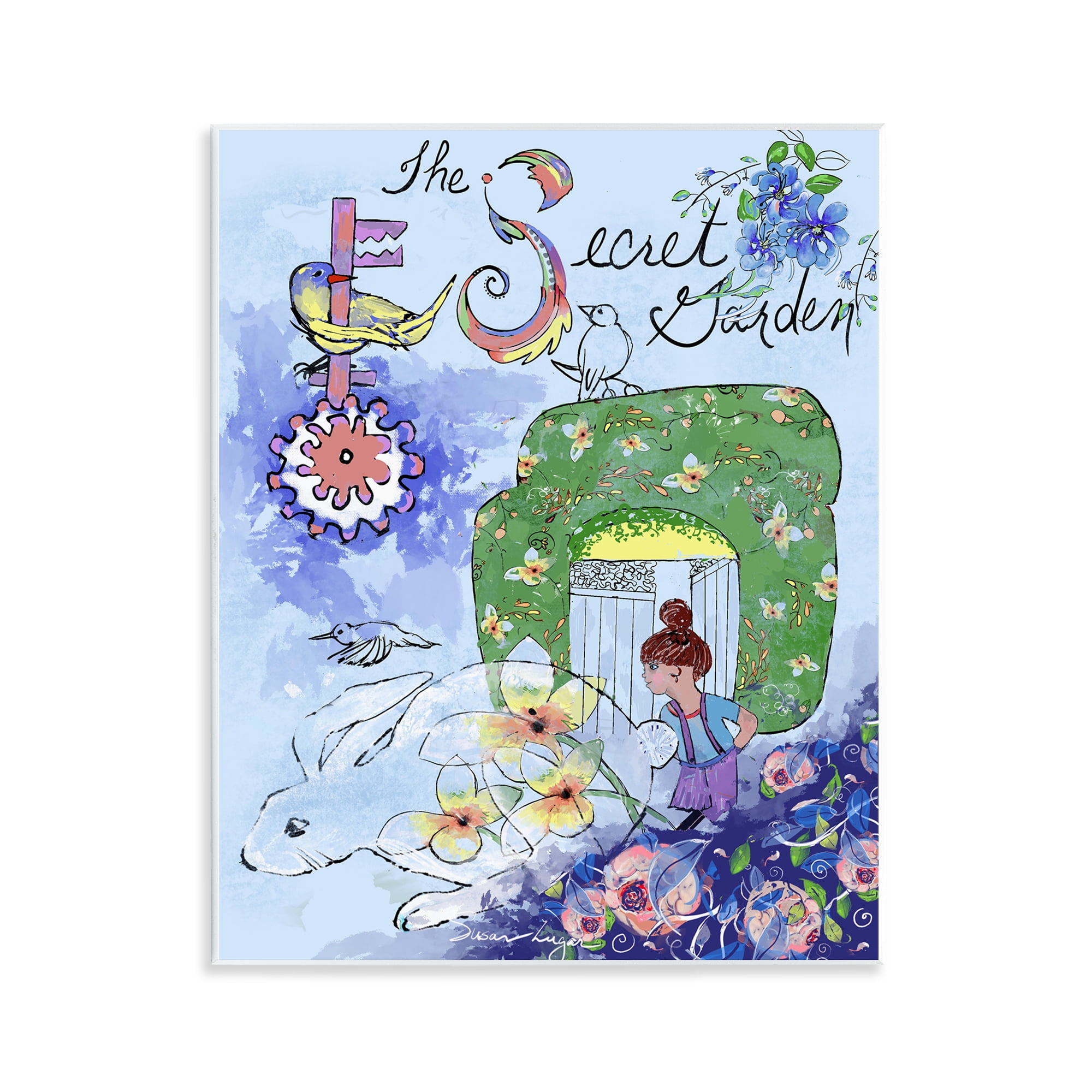 Stupell Industries Secret Garden Folk Illustration Wall Plaque Art, design by Susan Lugar