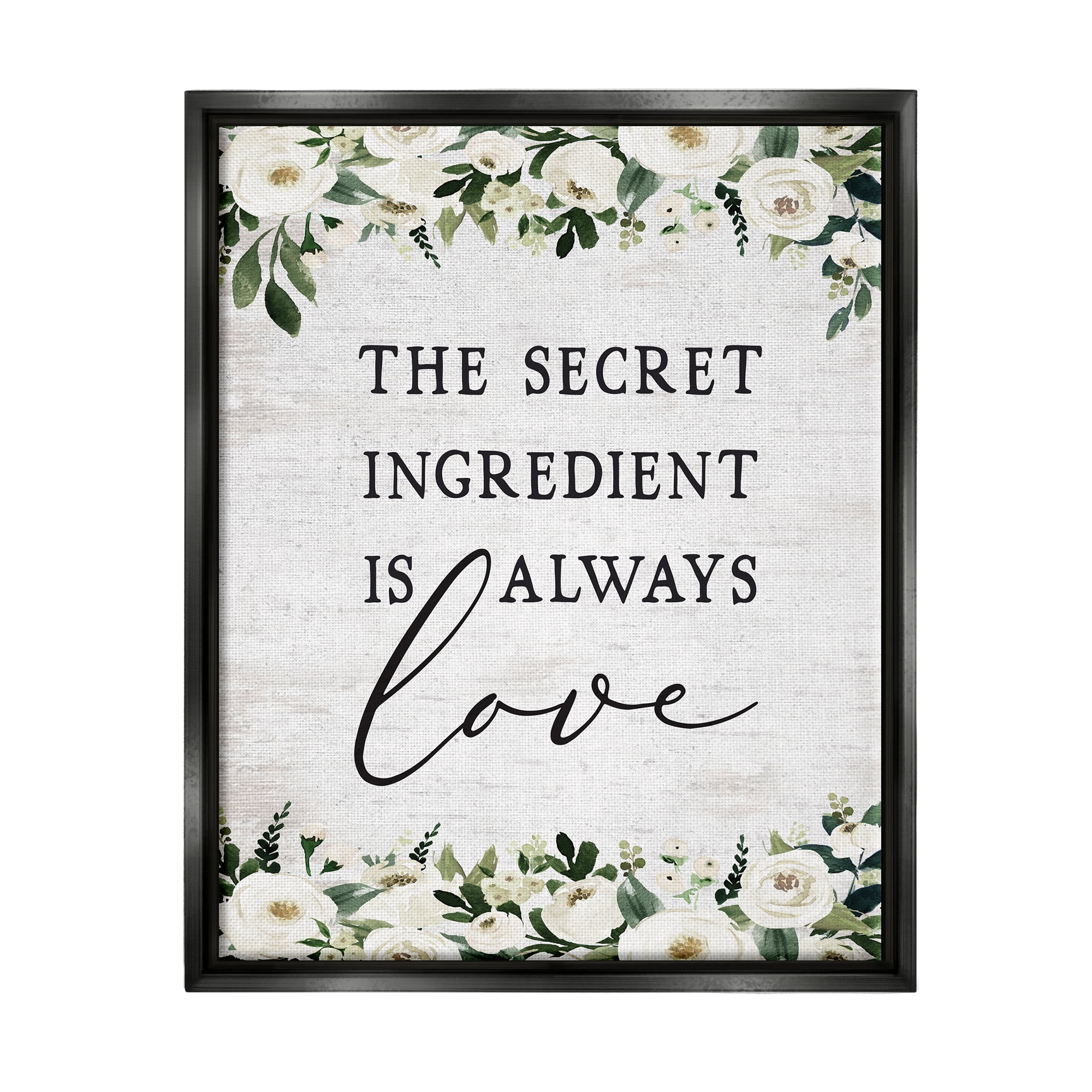 Stupell Industries Secret Ingredient Love Botanical & Floral Painting Black Floater Framed Art Print Wall Art, 25 x 31