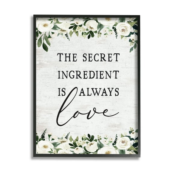 Stupell Industries Secret Ingredient Love Botanical & Floral Painting Black Framed Art Print Wall Art, 11 x 14