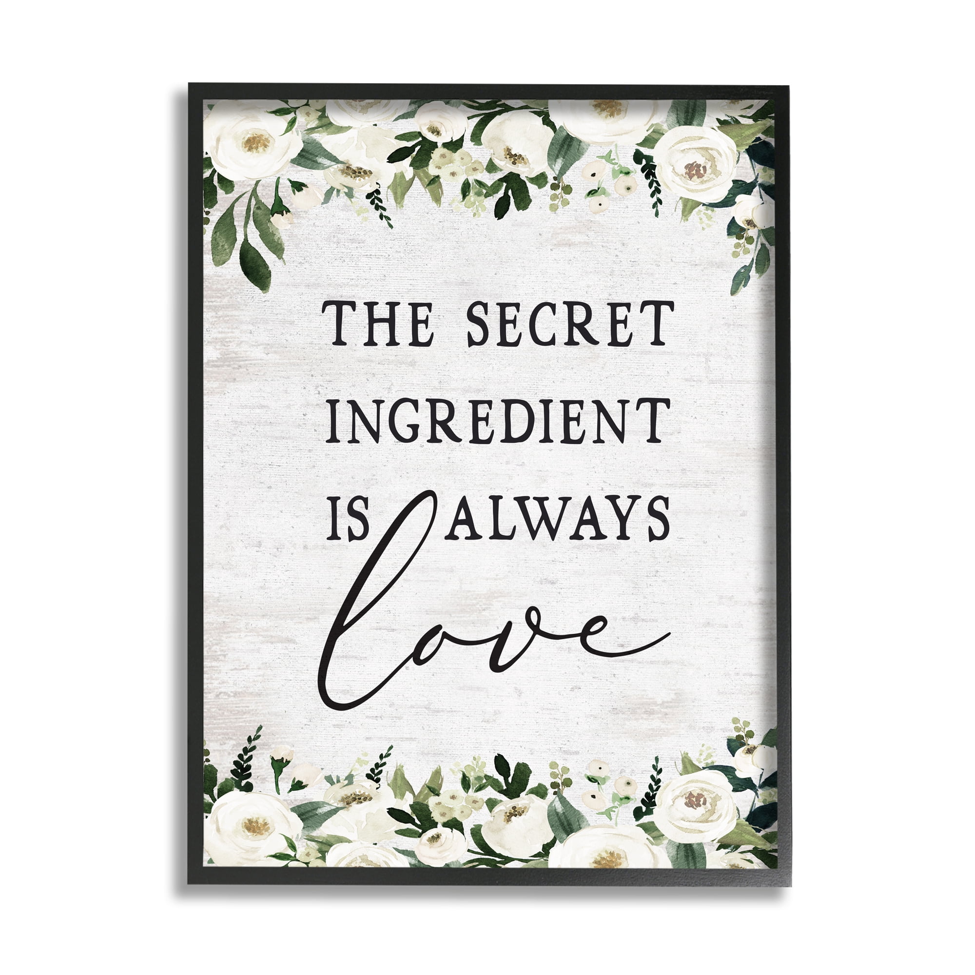 Stupell Industries Secret Ingredient Love Botanical & Floral Painting Black Framed Art Print Wall Art, 24 x 30