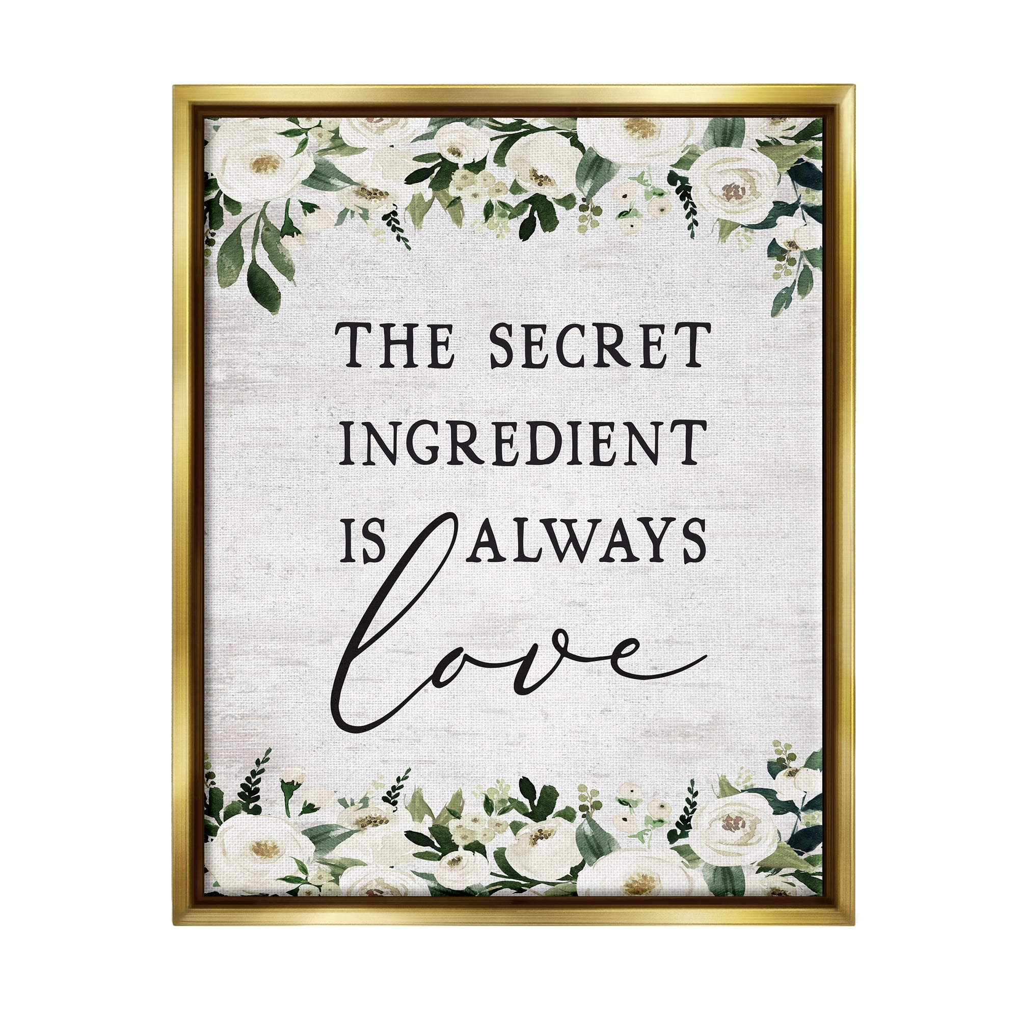 Stupell Industries Secret Ingredient Love Botanical & Floral Painting Gold Floater Framed Art Print Wall Art, 25 x 31