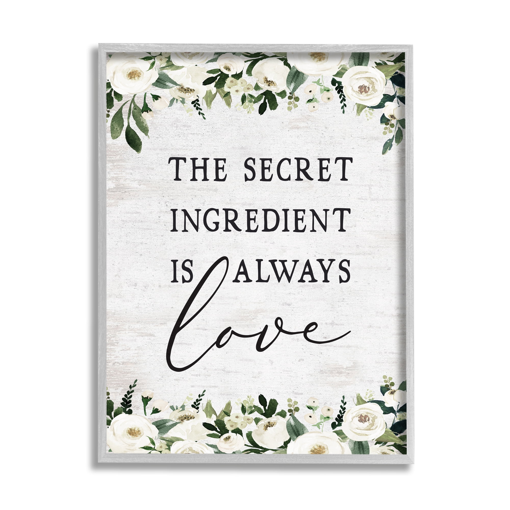 Stupell Industries Secret Ingredient Love Botanical & Floral Painting Gray Framed Art Print Wall Art, 16 x 20