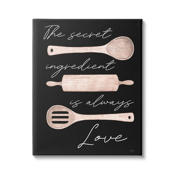 Stupell Industries Secret Ingredient Love Romantic Baking Utensil Quote Graphic Art Gallery Wrapped Canvas Print Wall Art, Design by Lux + Me Designs