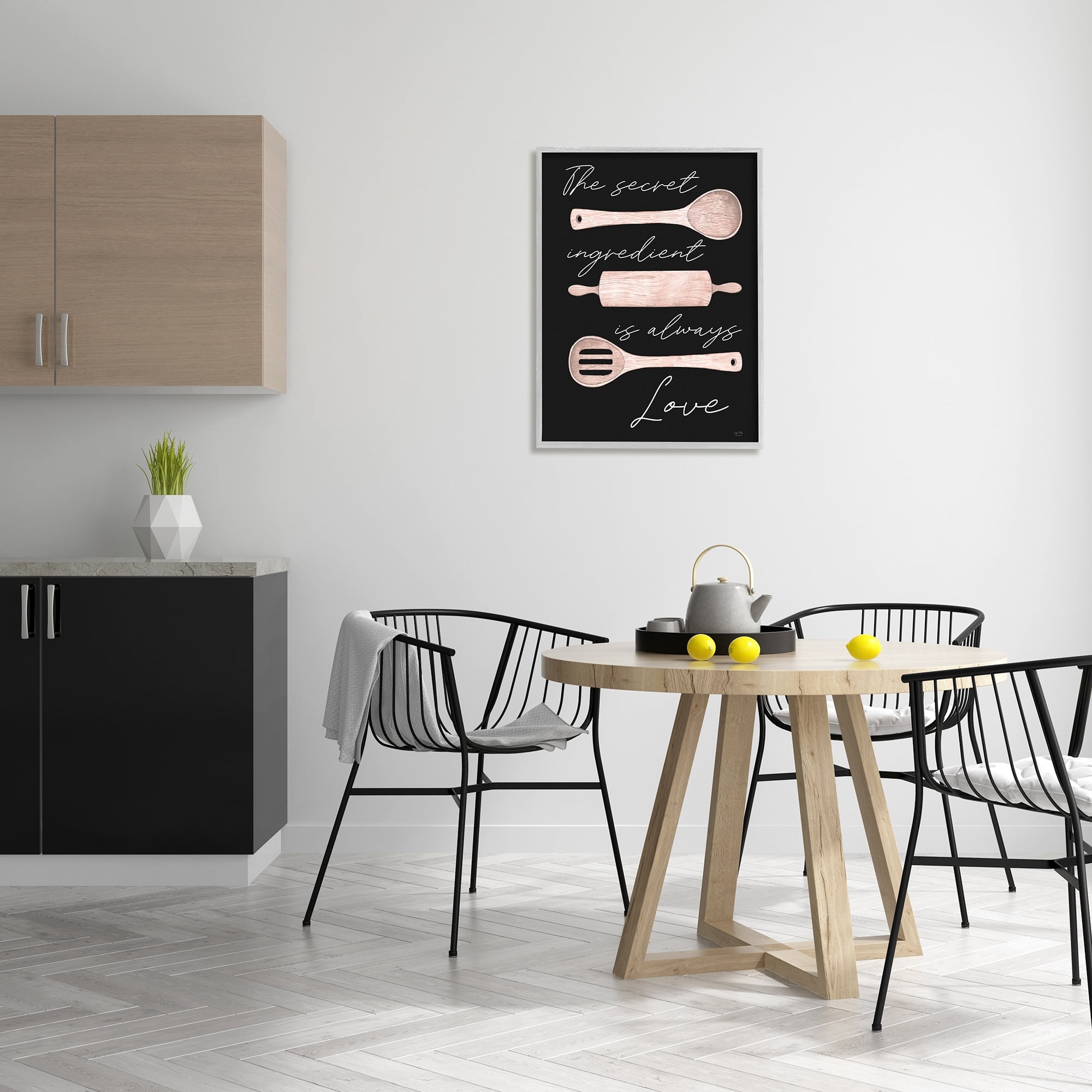 Stupell Industries Secret Ingredient Love Romantic Baking Utensil Quote Graphic Art Gray Framed Art Print Wall Art, Design by Lux + Me Designs