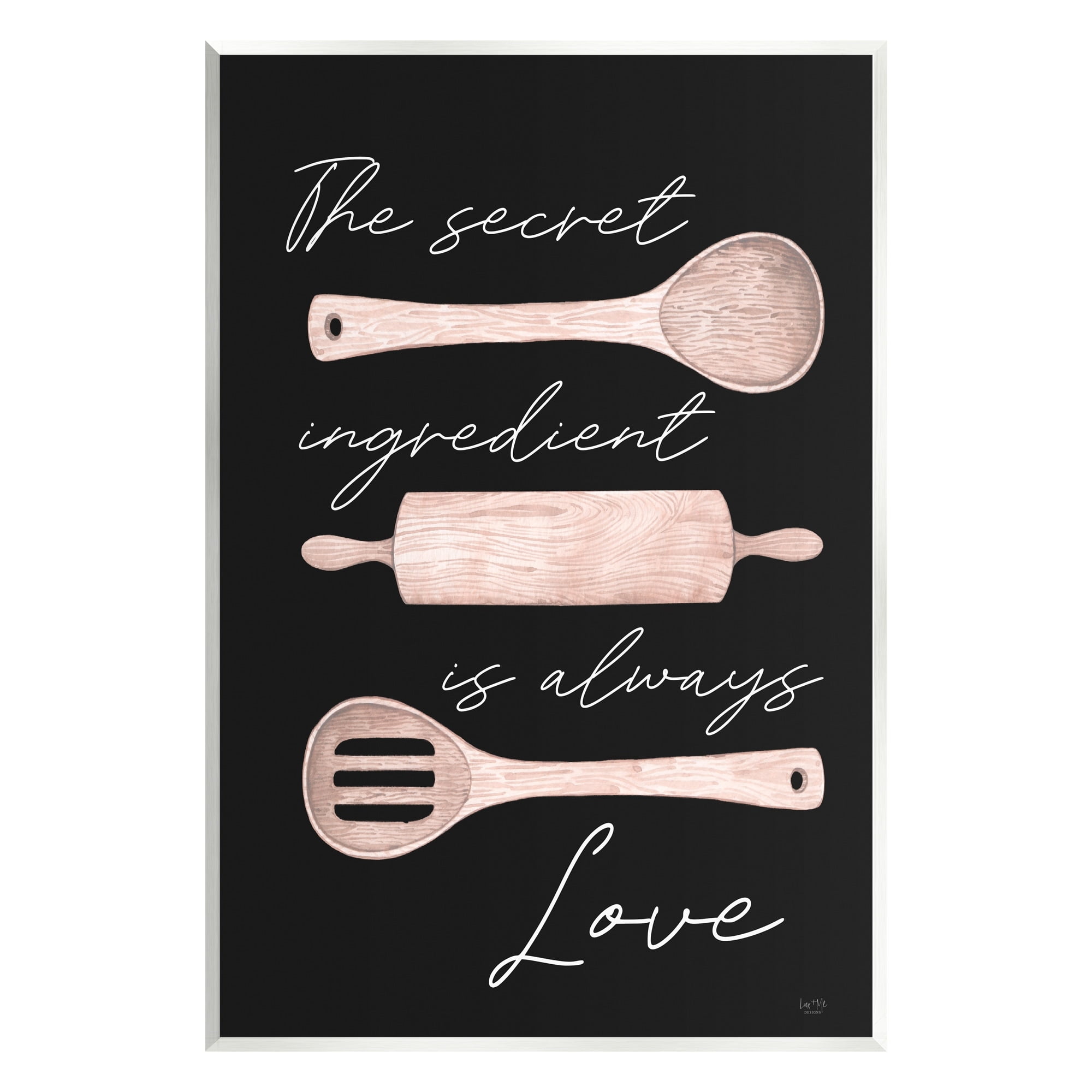Stupell Industries Secret Ingredient Love Romantic Baking Utensil Quote Graphic Art Unframed Art Print Wall Art, Design by Lux + Me Designs