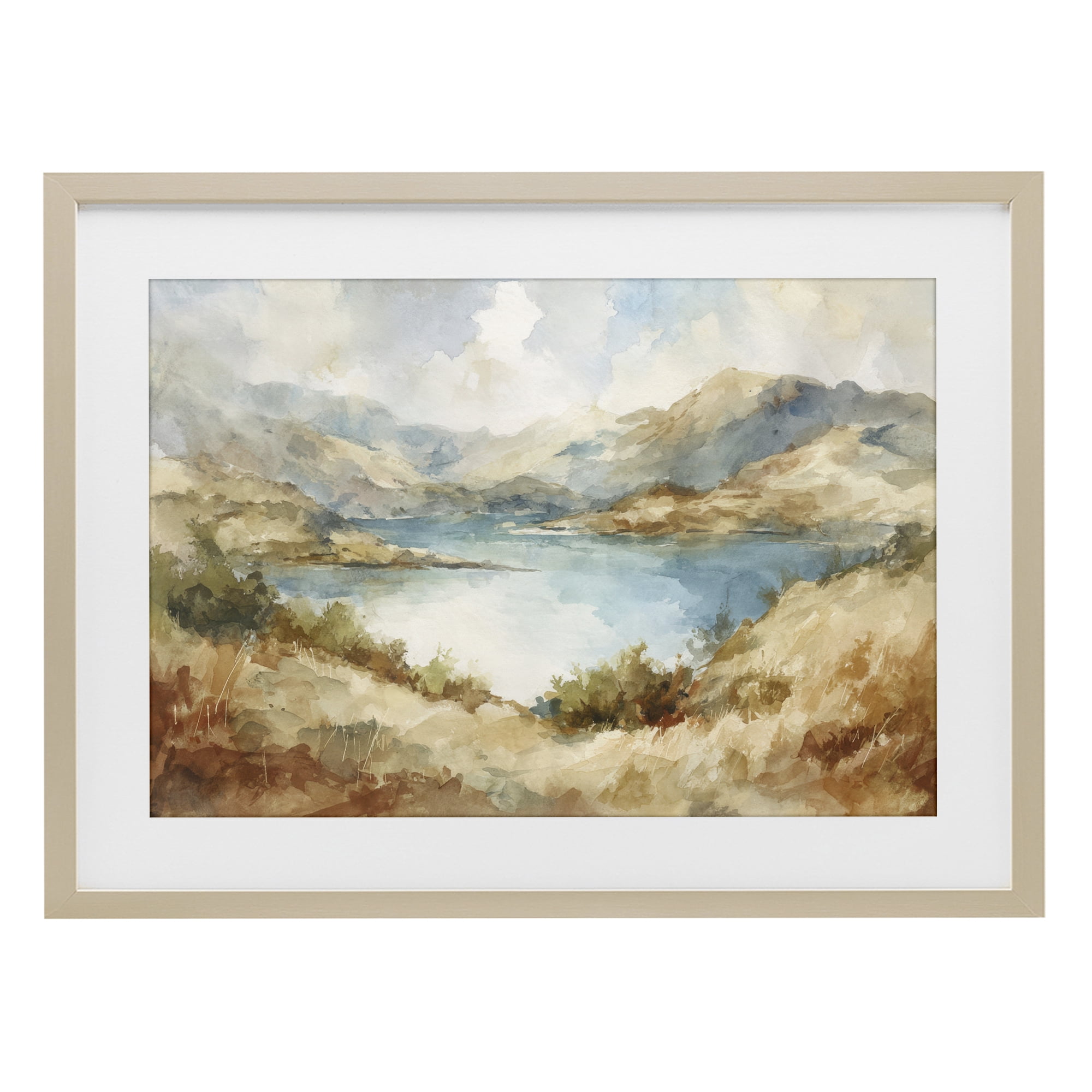 Stupell Industries Secret Mountain Lake Panorama Birch Framed Print Under Glass, design by Petal Prints Design