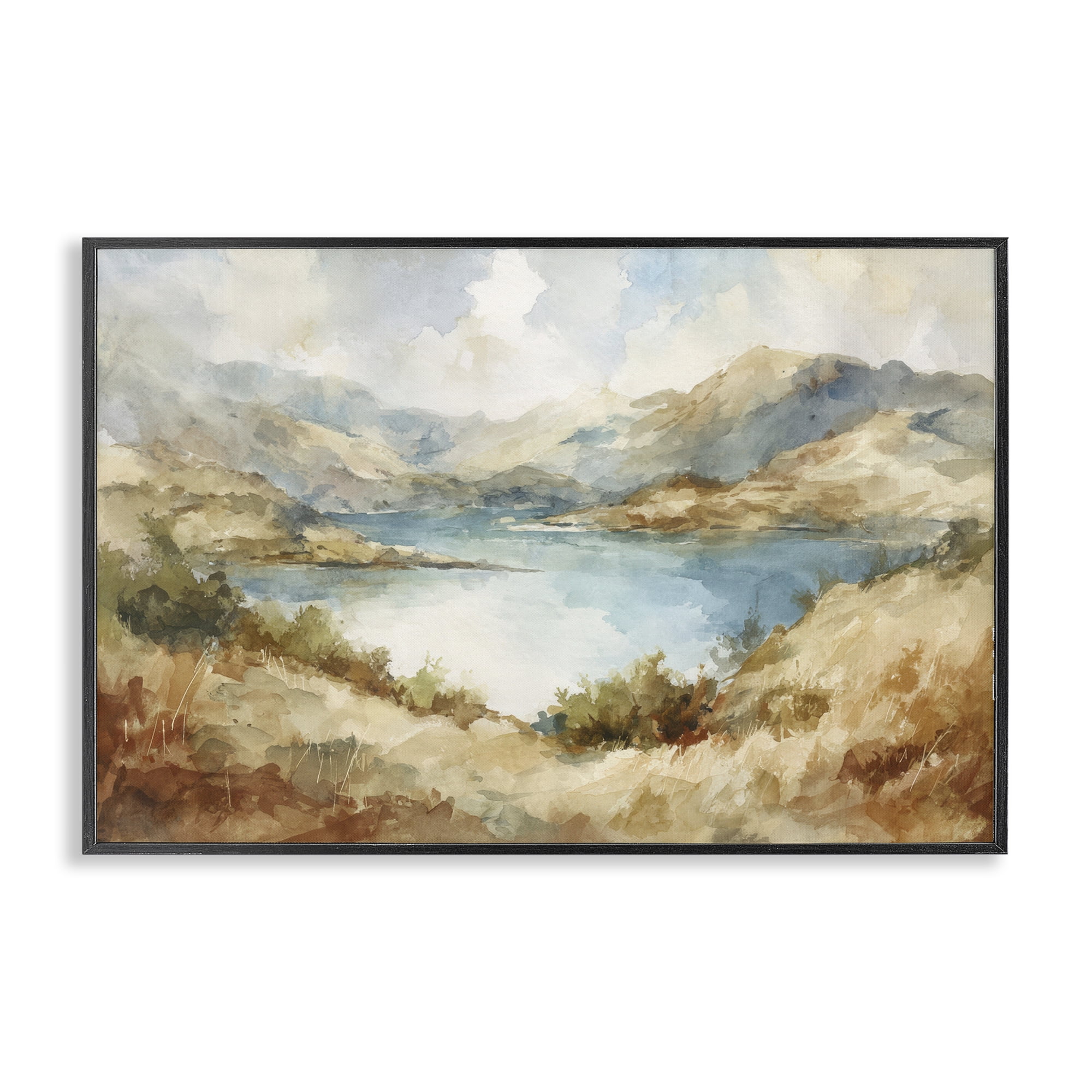 Stupell Industries Secret Mountain Lake Panorama Black Framed Giclee Art, design by Petal Prints Design