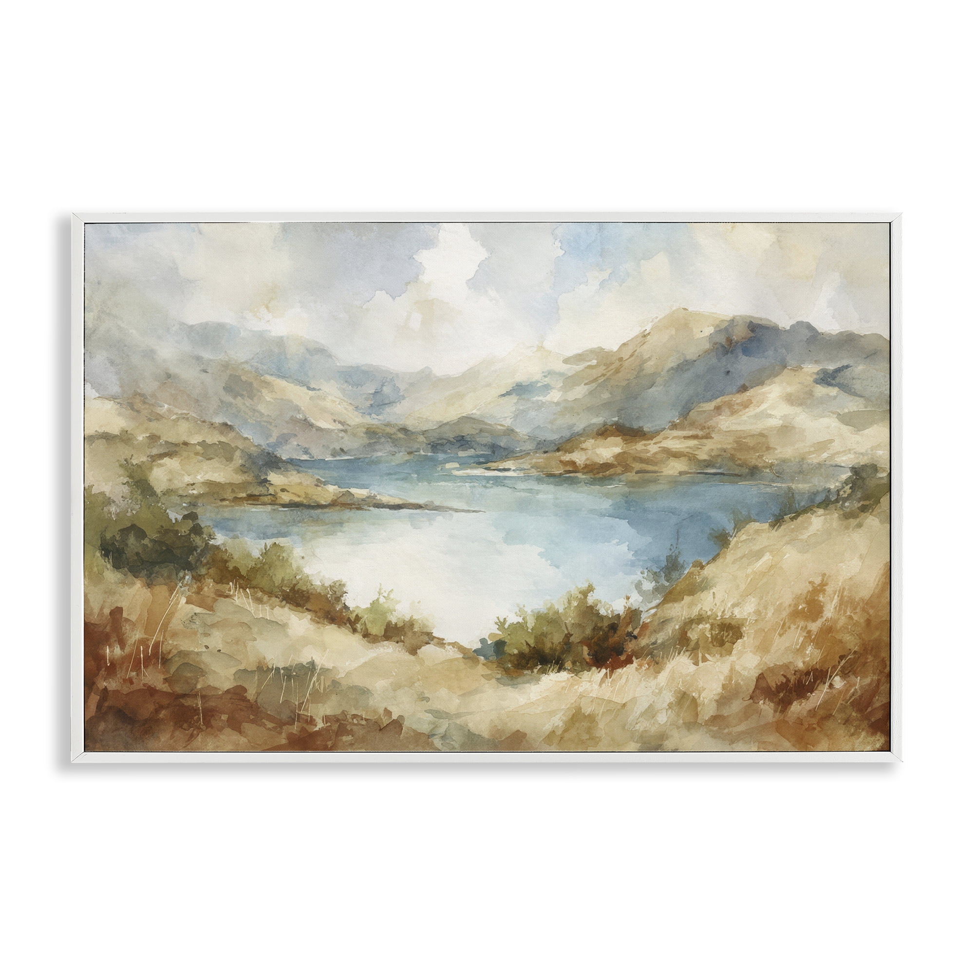 Stupell Industries Secret Mountain Lake Panorama White Framed Giclee Art, design by Petal Prints Design