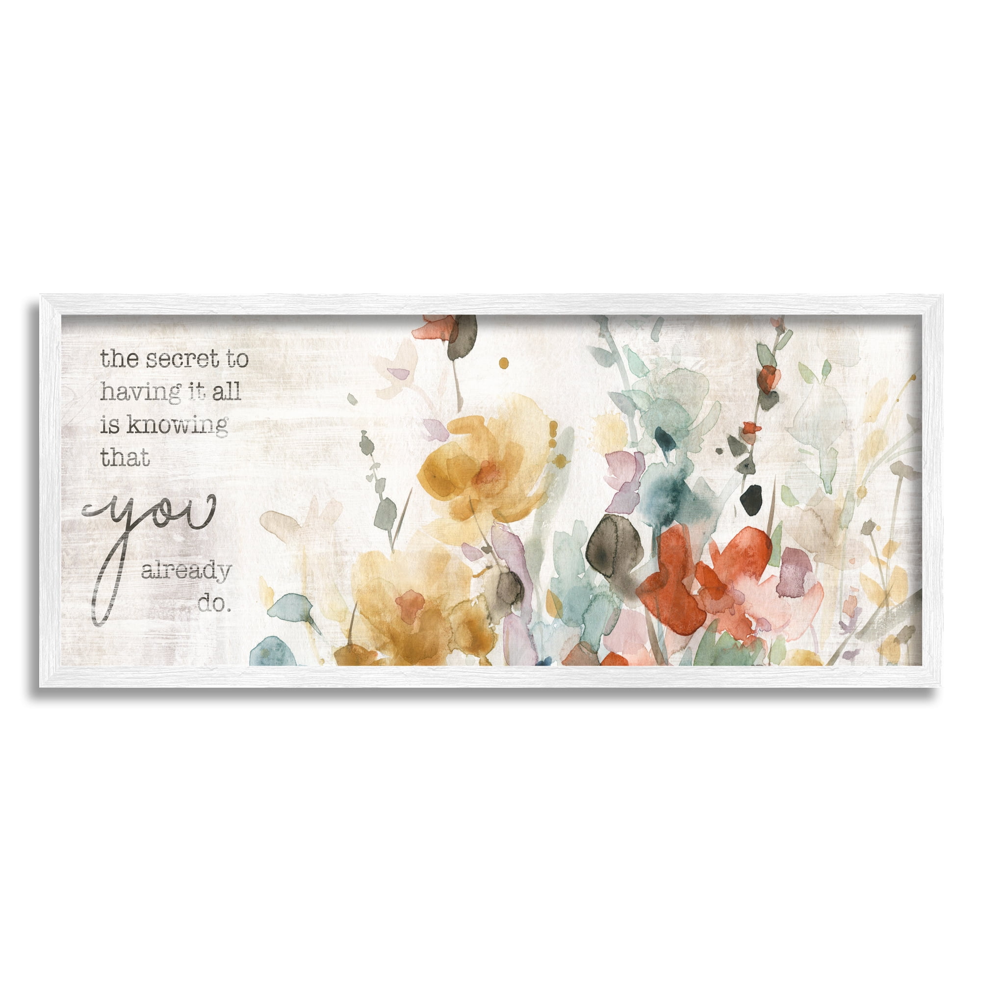 Stupell Industries Secret To Knowing All Motivational Phrase Abstract Flowers, 24 x 10, Design by Carol Robinson