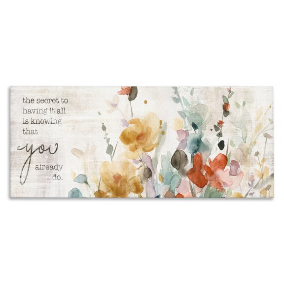 Stupell Industries Secret To Knowing All Motivational Phrase Abstract Flowers, 30 x 13, Design by Carol Robinson
