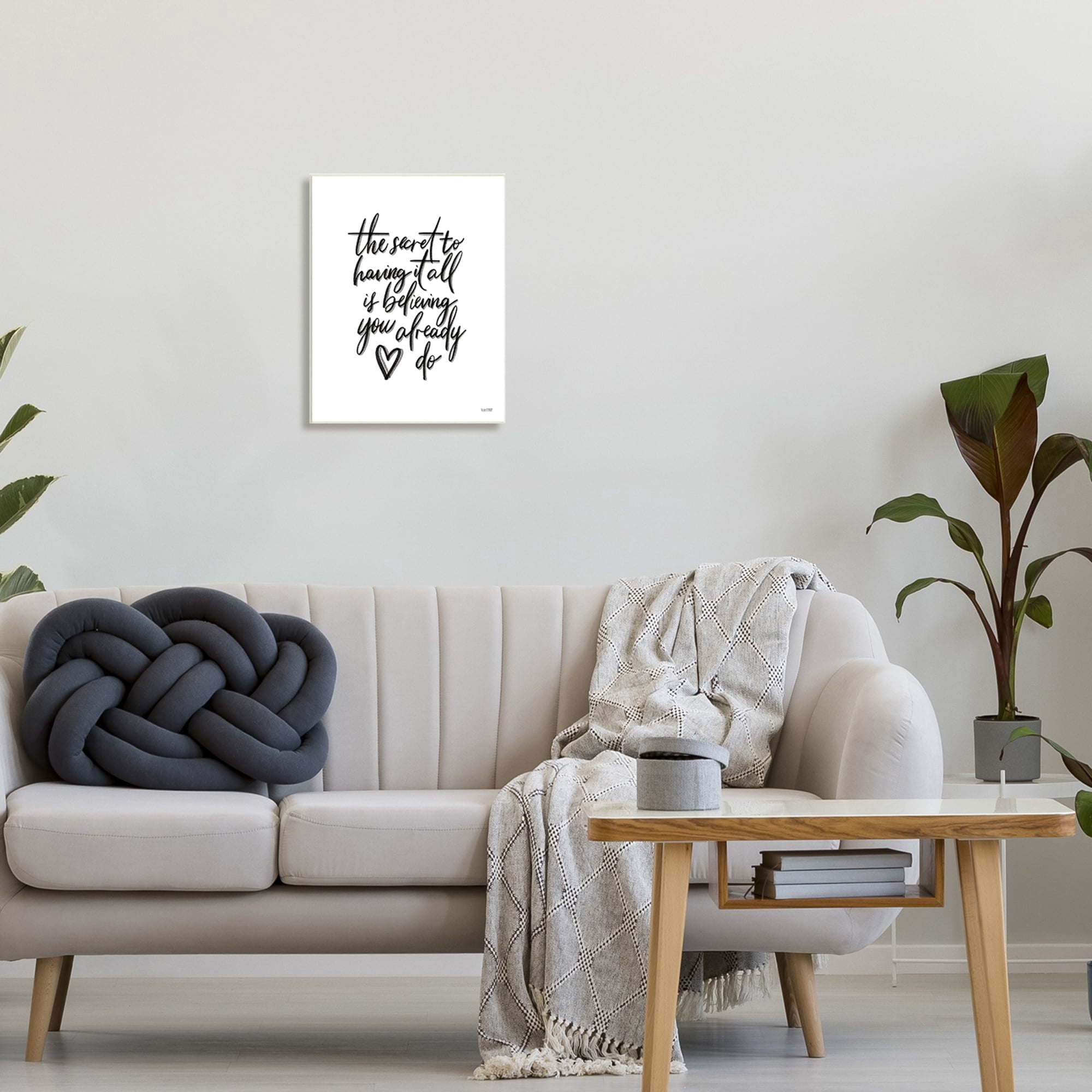 Stupell Industries Secret to Having All is Believing Motivational Phrase Minimal Graphic Art Unframed Art Print Wall Art, 13x19, by House Fenway