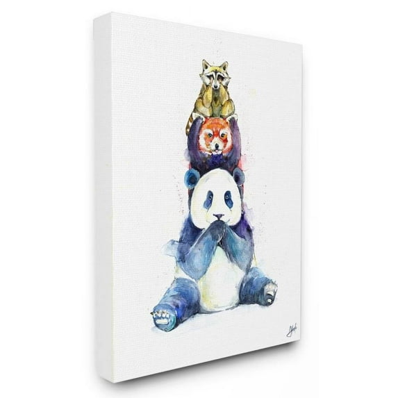 Stupell Industries See Hear Speak No Evil Cute Animal Watercolor Painting Canvas Wall Art by Marc Allante