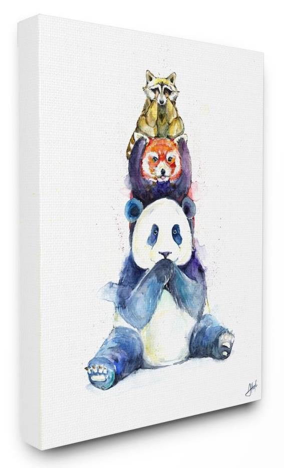 Stupell Industries See Hear Speak No Evil Cute Animal Watercolor Painting Canvas Wall Art by Marc Allante