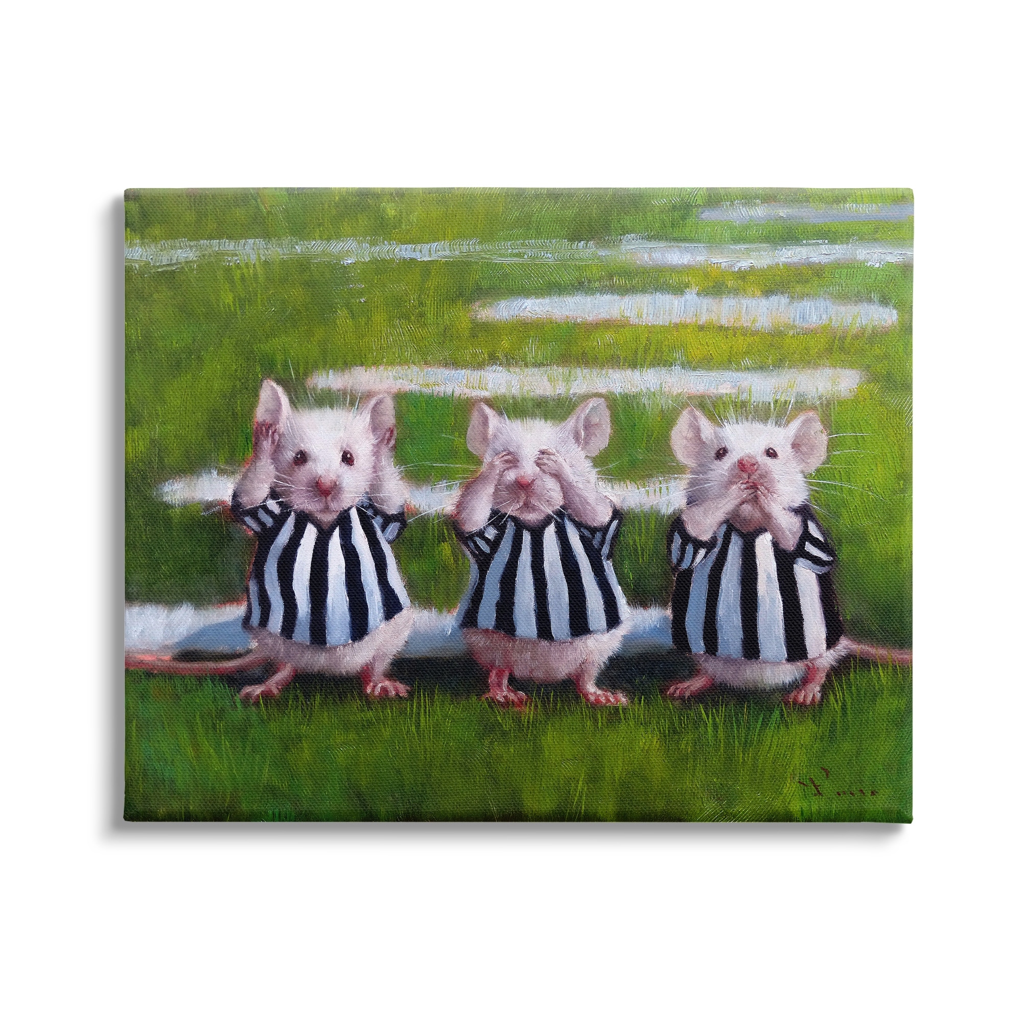 Stupell Industries See No Evil Mouse Rat Rodent Referee Clothing Canvas Wall Art, 40 x 30, Design by Lucia Heffernan