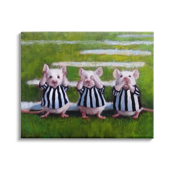 Stupell Industries See No Evil Mouse Rat Rodent Referee Clothing Canvas Wall Art, 48 x 36, Design by Lucia Heffernan