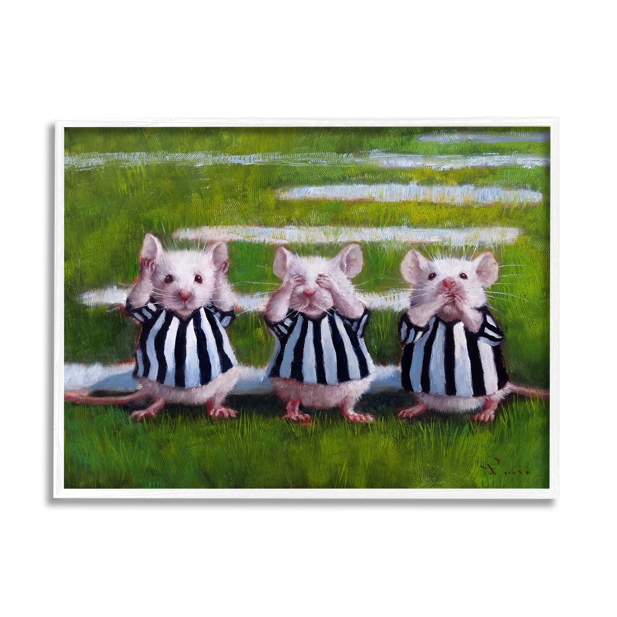 Stupell Industries See No Evil Mouse Rat Rodent Referee Clothing Framed Wall Art, 14 x 11, Design by Lucia Heffernan