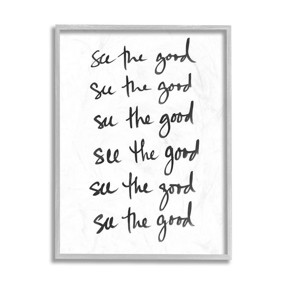 Stupell Industries See The Good Repeated Text Minimal Black White Gray Framed by SD Graphics Studio