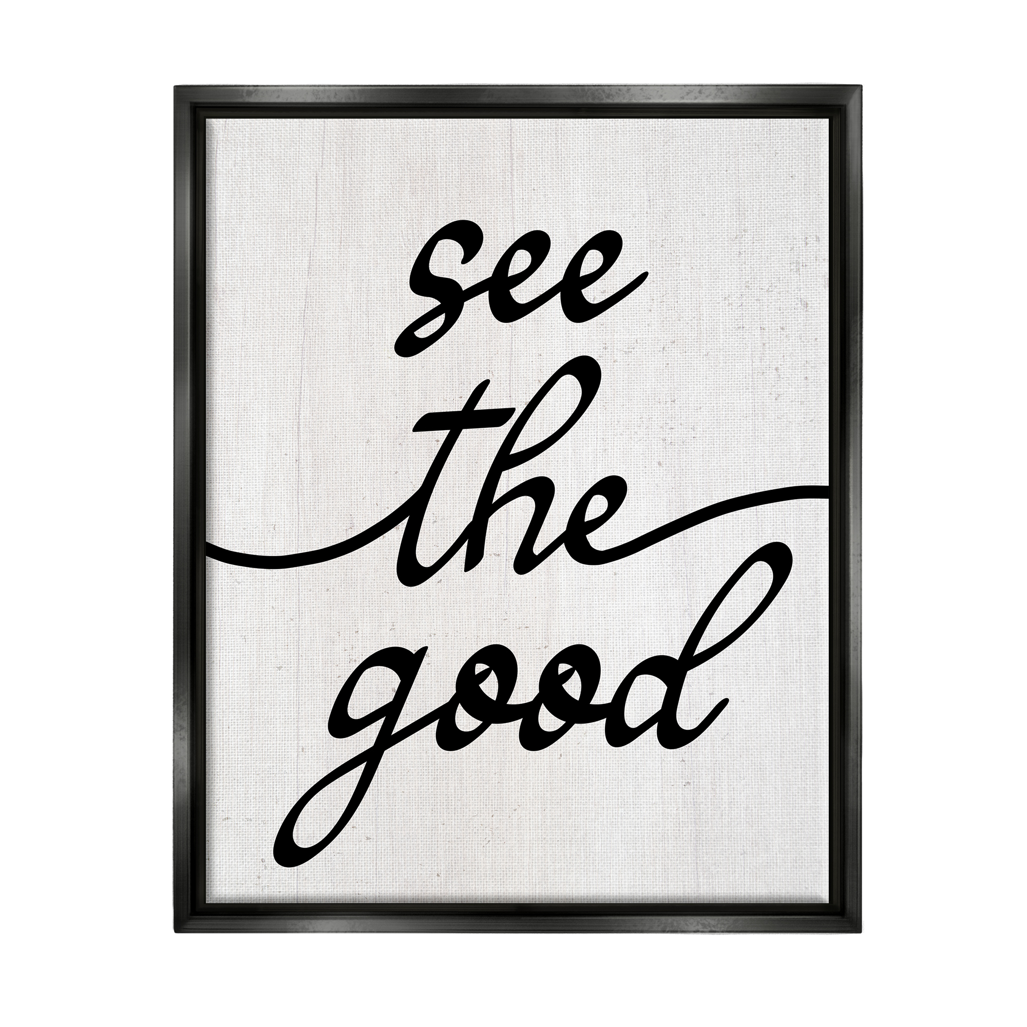 Stupell Industries See The Good Rustic Inspirational Painting Black Floater Framed Art Print Wall Art, 25 x 31