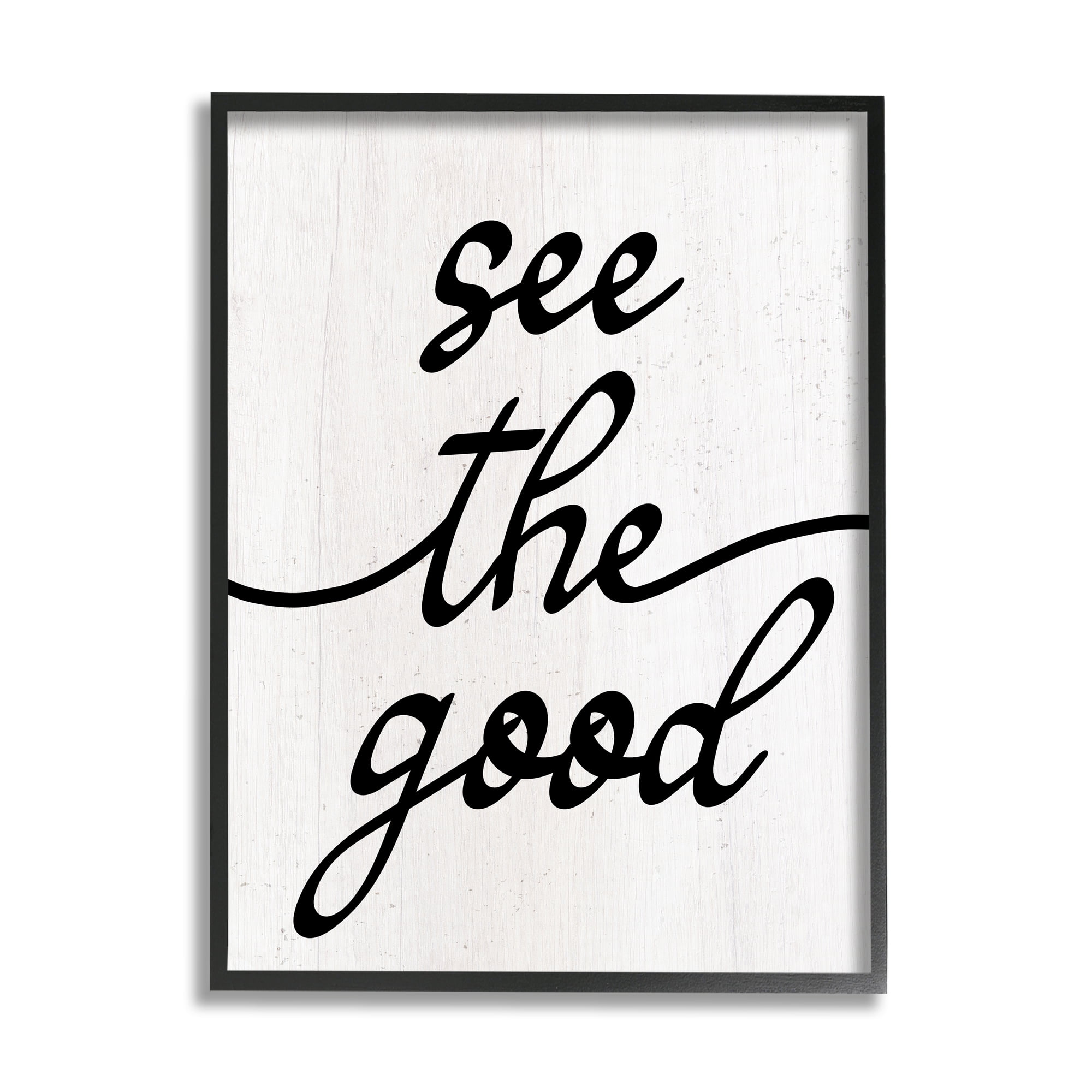 Stupell Industries See The Good Rustic Inspirational Painting Black Framed Art Print Wall Art, 16 x 20