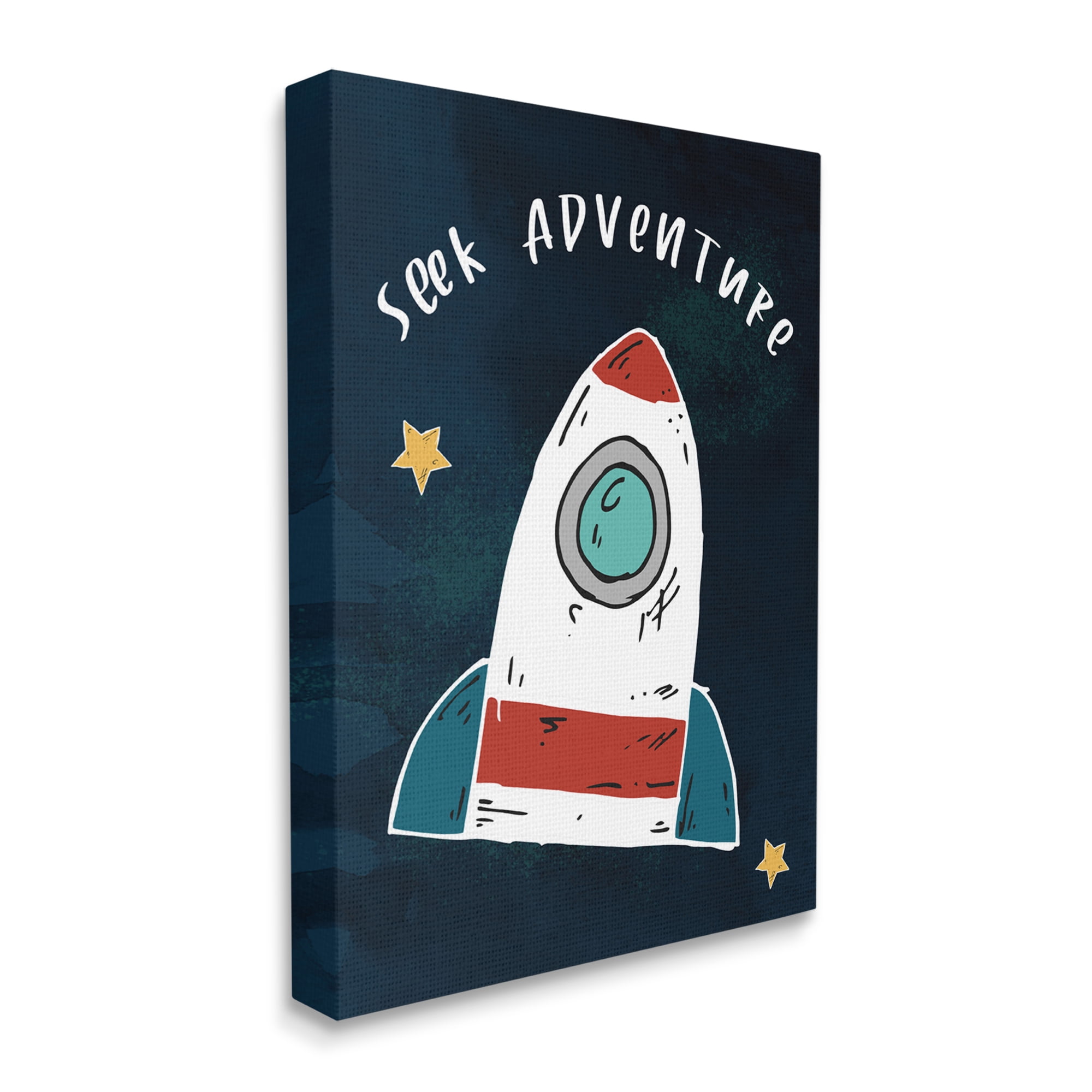 Stupell Industries Seek Adventure Inspirational Quote Space Ship Stars,24 x 30,Designed by Daphne Polselli