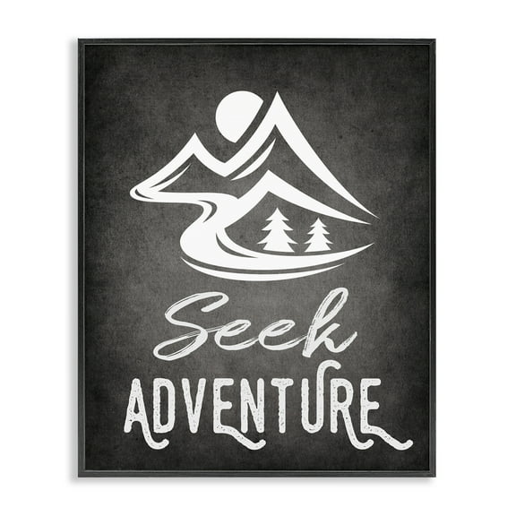 Stupell Industries Seek Adventure Phrase Typography Painting Black Framed Art Print Wall Art, 11 x 14