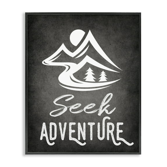 Stupell Industries Seek Adventure Phrase Typography Painting Black Framed Art Print Wall Art, 16 x 20