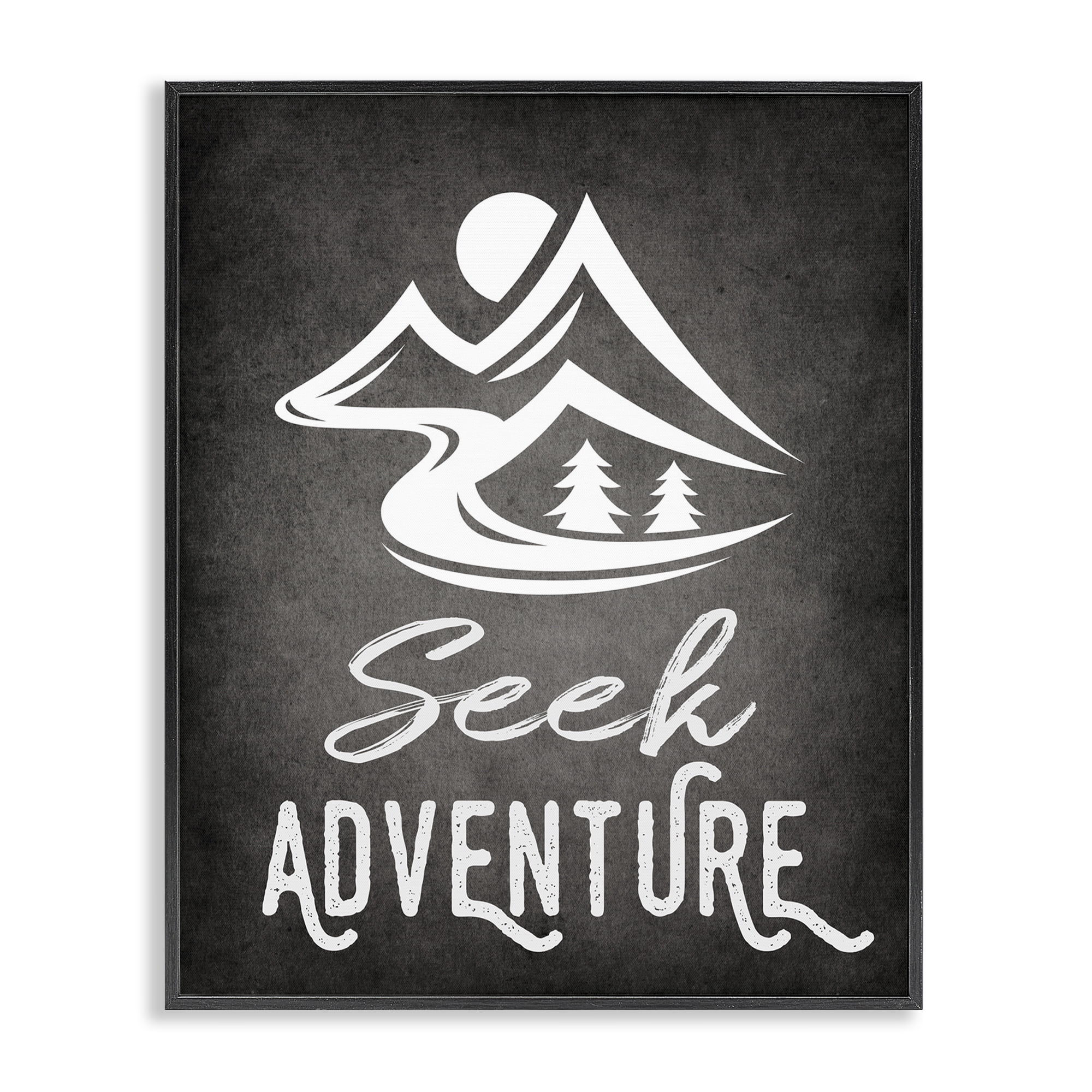 Stupell Industries Seek Adventure Phrase Typography Painting Black Framed Art Print Wall Art, 24 x 30