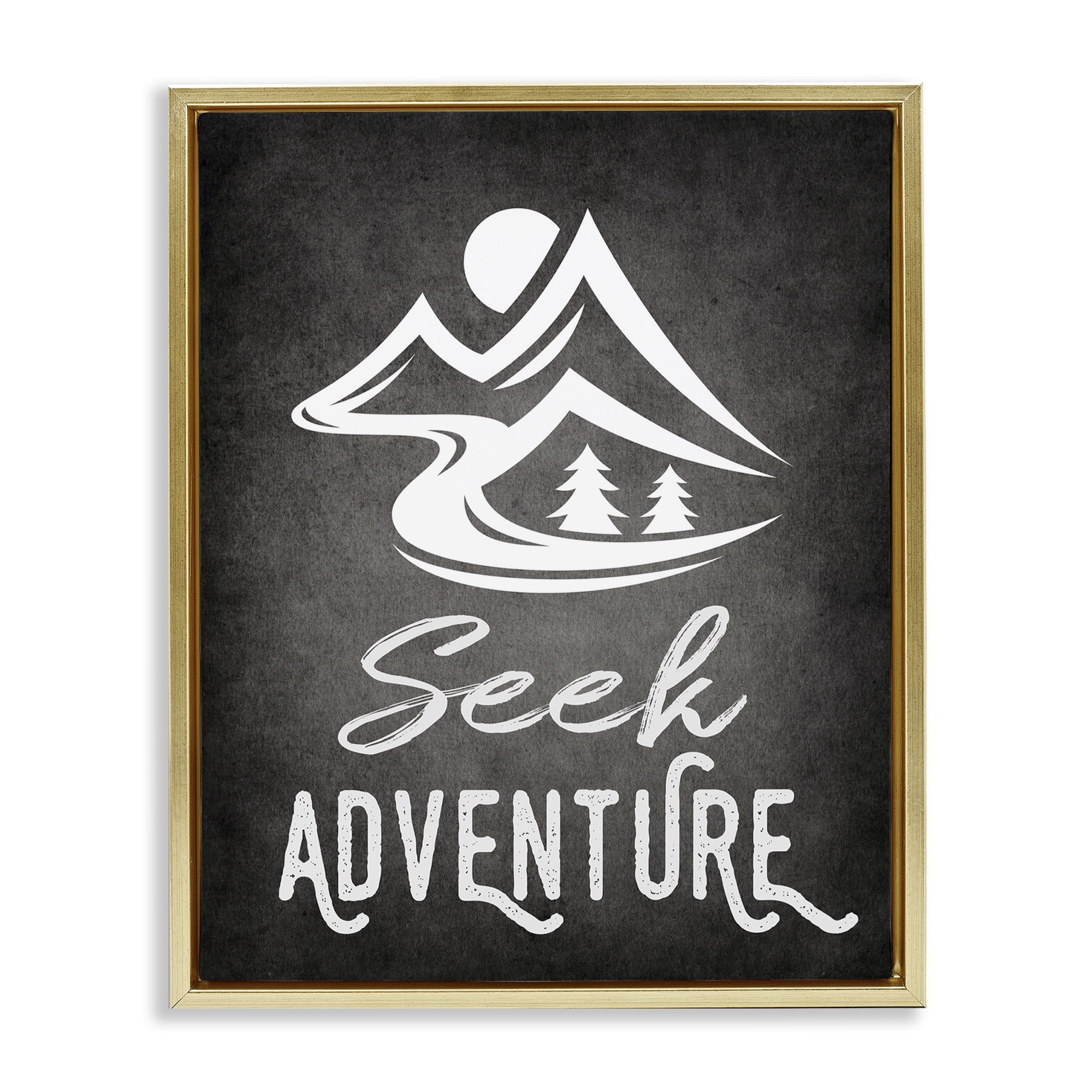 Stupell Industries Seek Adventure Phrase Typography Painting Gold Floater Framed Canvas Art Print Wall Art, 25 x 31