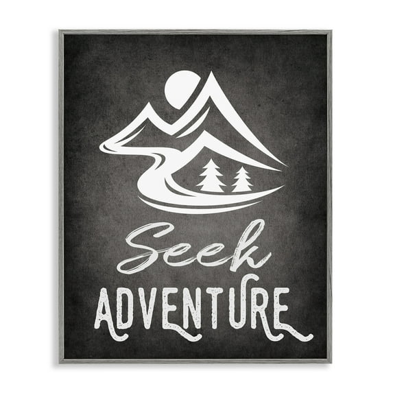 Stupell Industries Seek Adventure Phrase Typography Painting Gray Framed Art Print Wall Art, 11 x 14