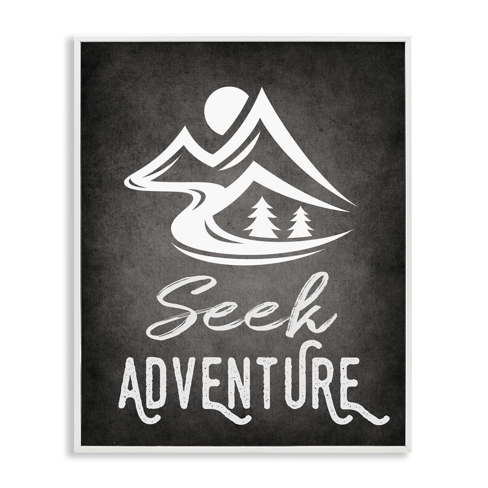 Stupell Industries Seek Adventure Phrase Typography Painting White Framed Art Print Wall Art, 11 x 14